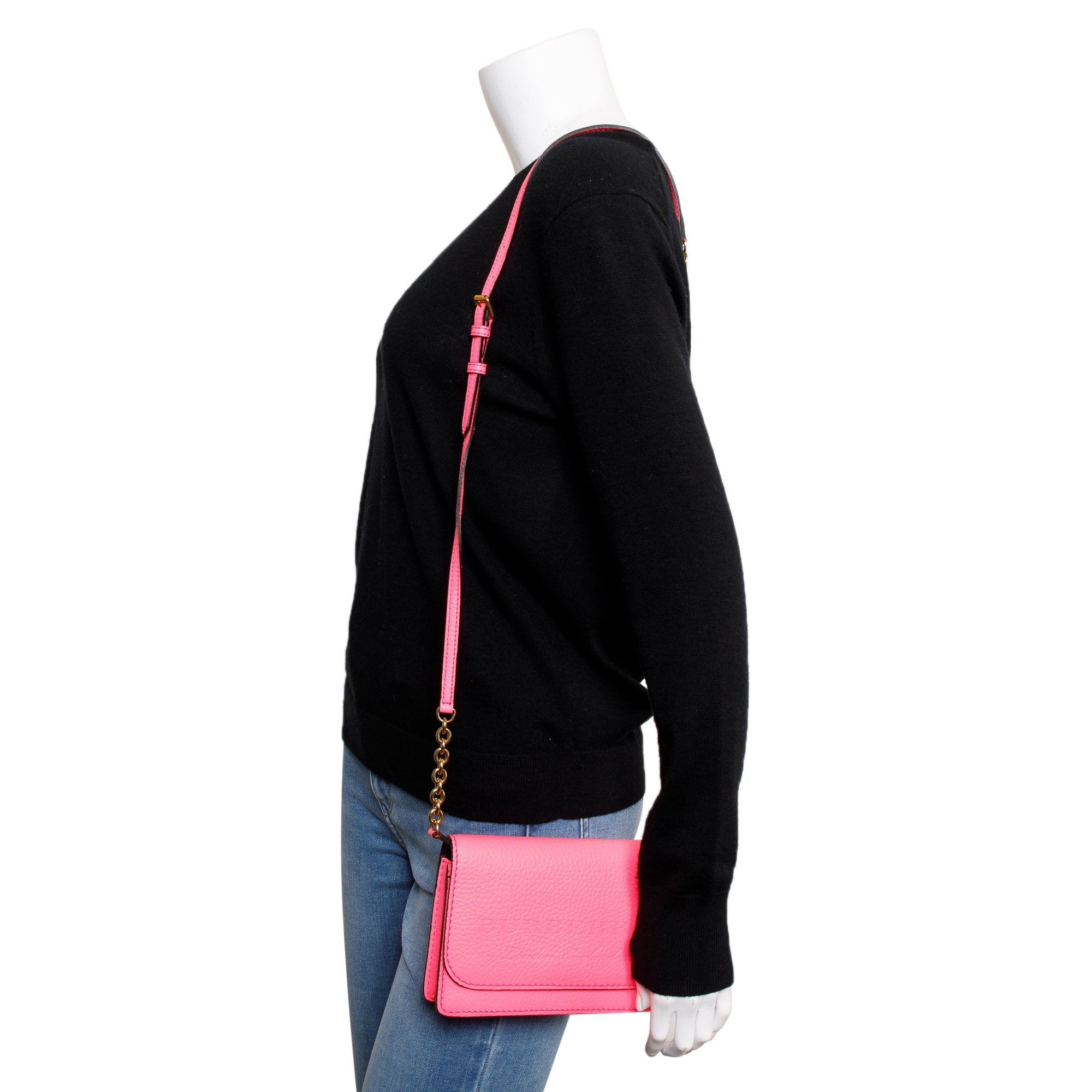 Burberry Pink Leather Hampshire Crossbody Bag