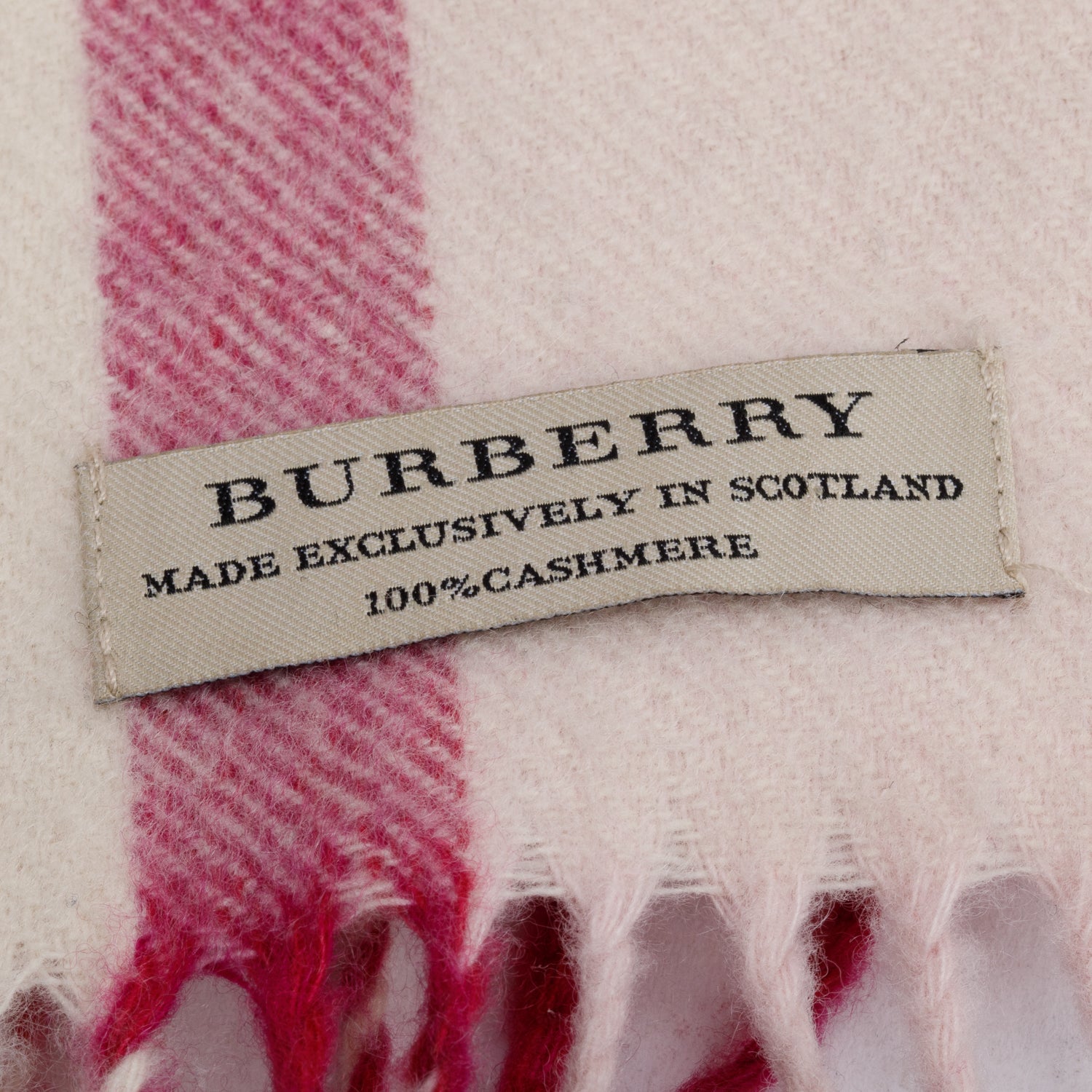 Burberry Pink Multicolor House Check Cashmere Scarf