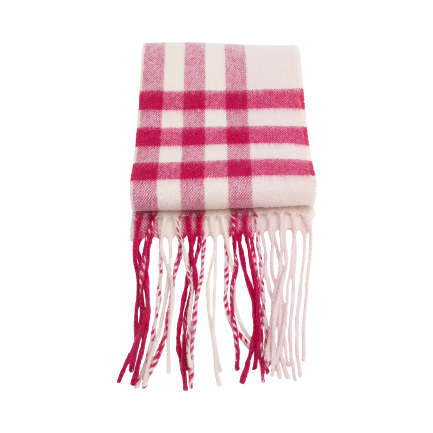 Burberry Pink Multicolor House Check Cashmere Scarf