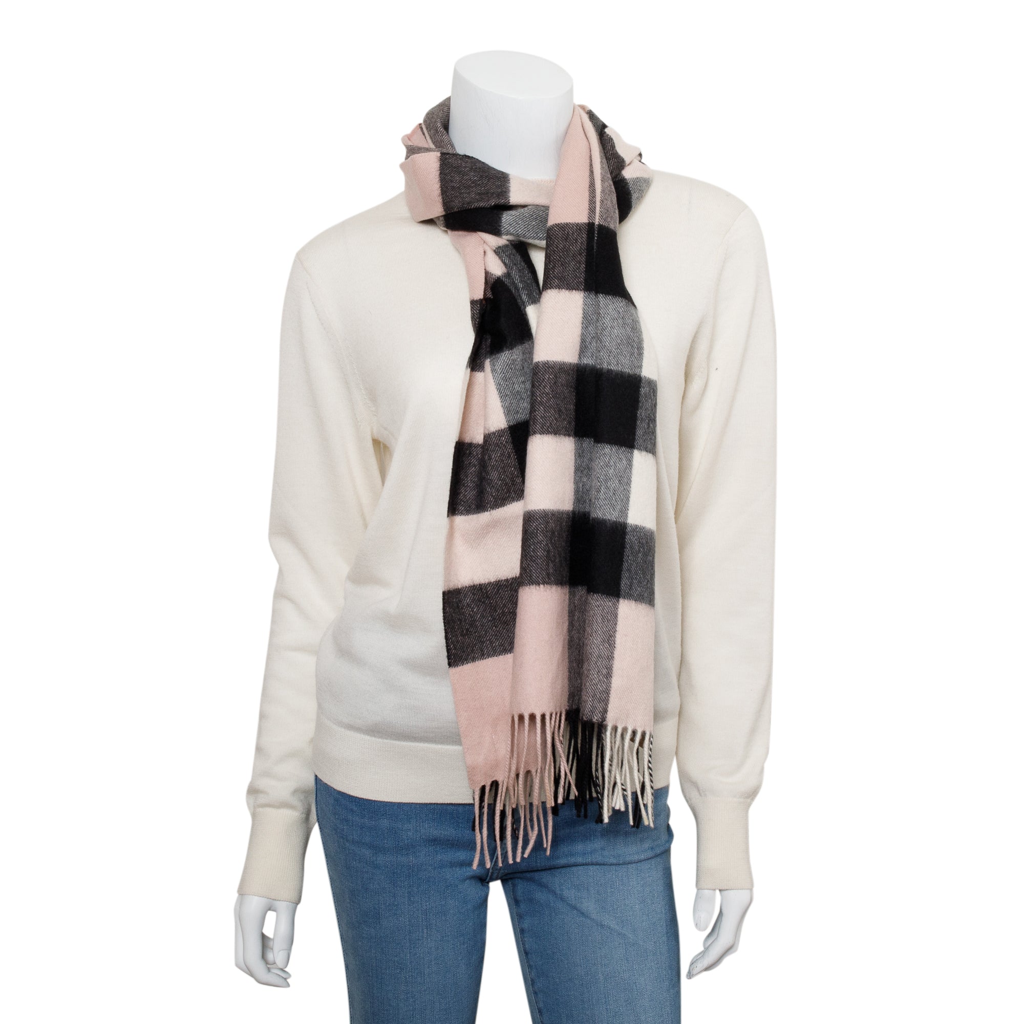 Burberry Pink Multicolore Horseferry House Check Cashmere Scarf