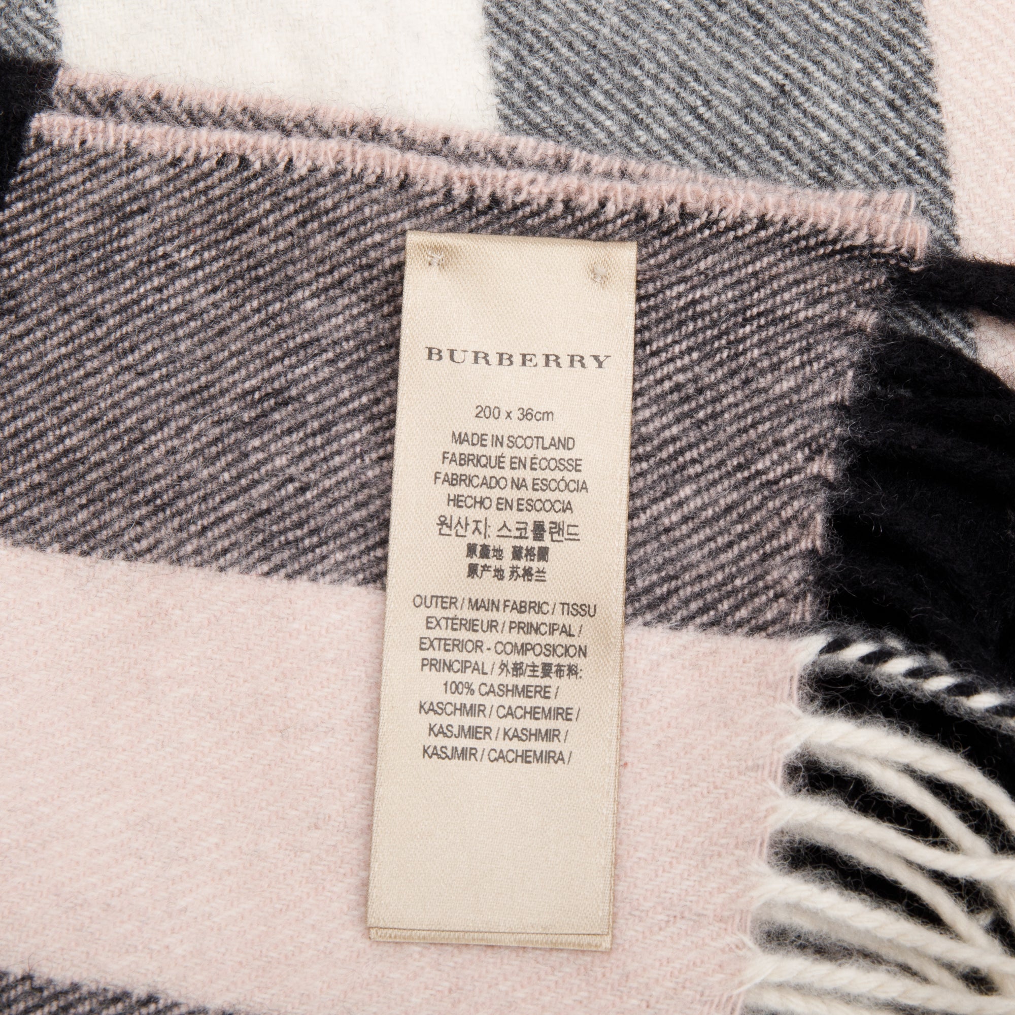 Burberry Pink Multicolore Horseferry House Check Cashmere Scarf