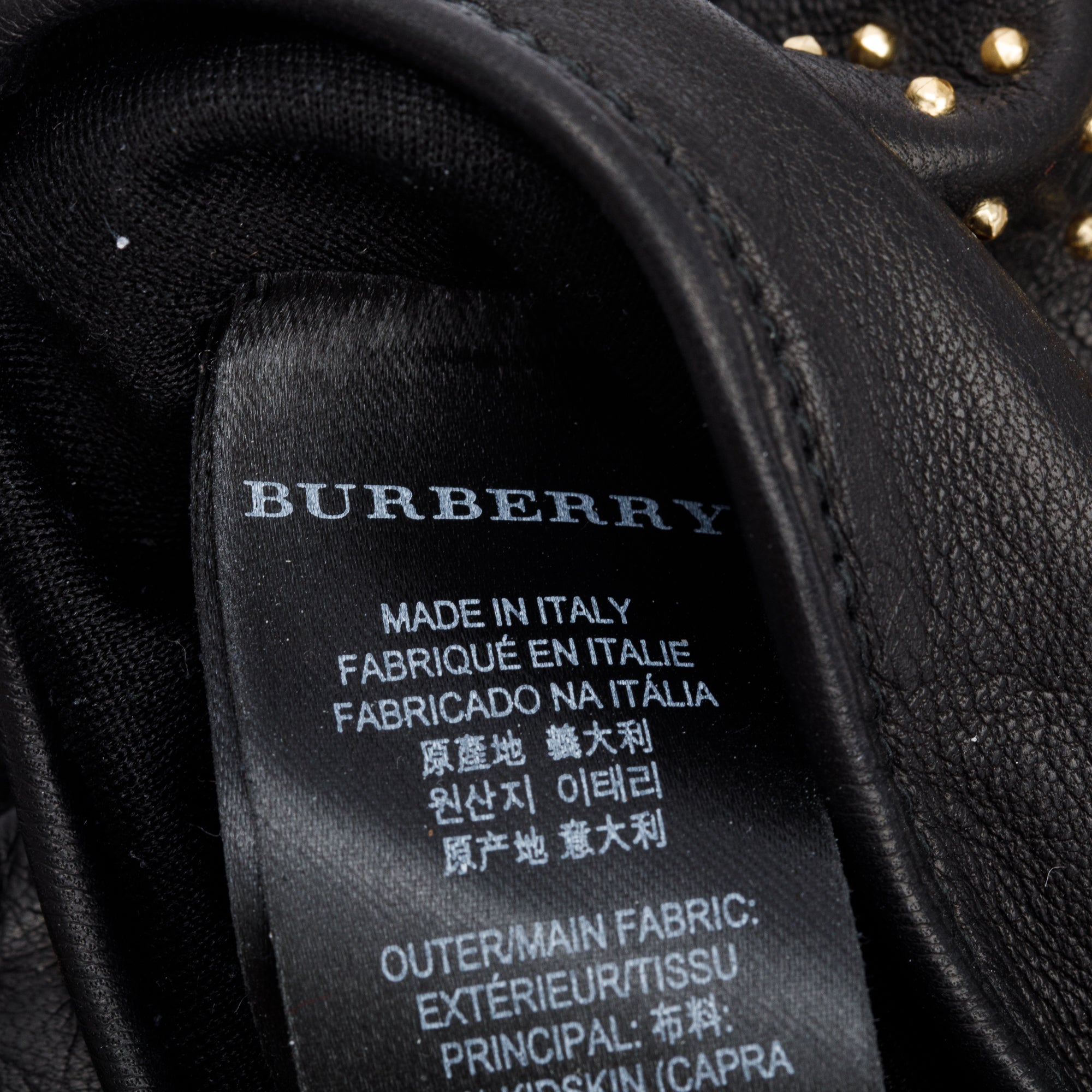 Burberry Prorsum Black Leather Studded Gloves