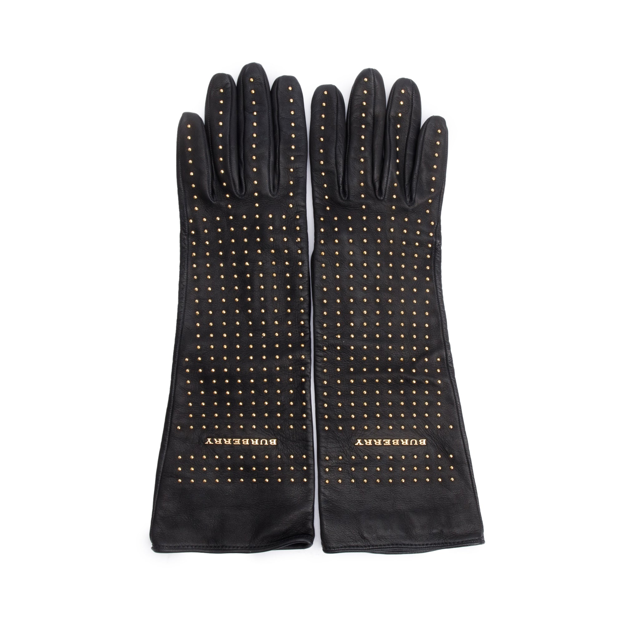 Burberry Prorsum Black Leather Studded Gloves