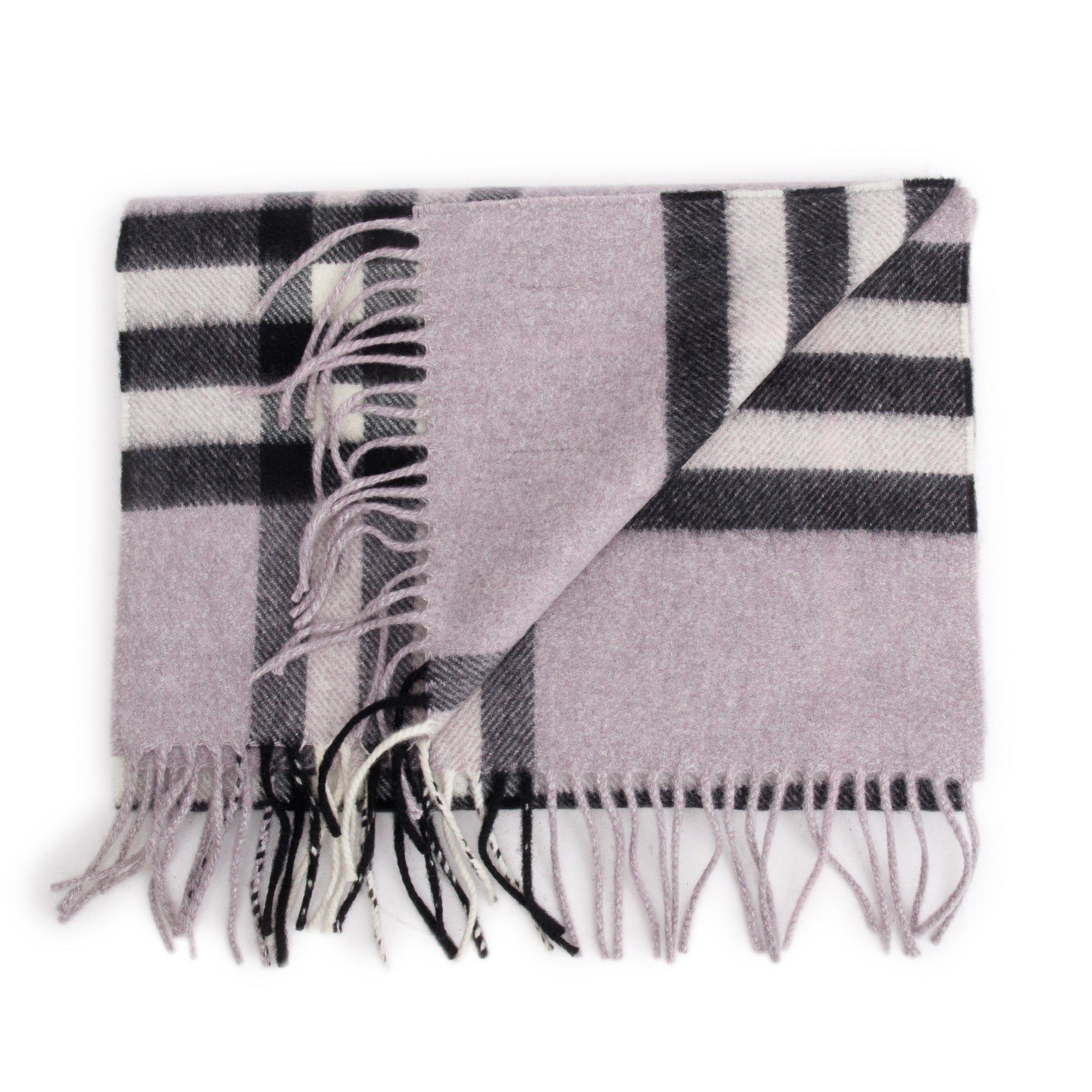 Burberry Purple Multicolor Horseferry House Check Cashmere Scarf w/ Box