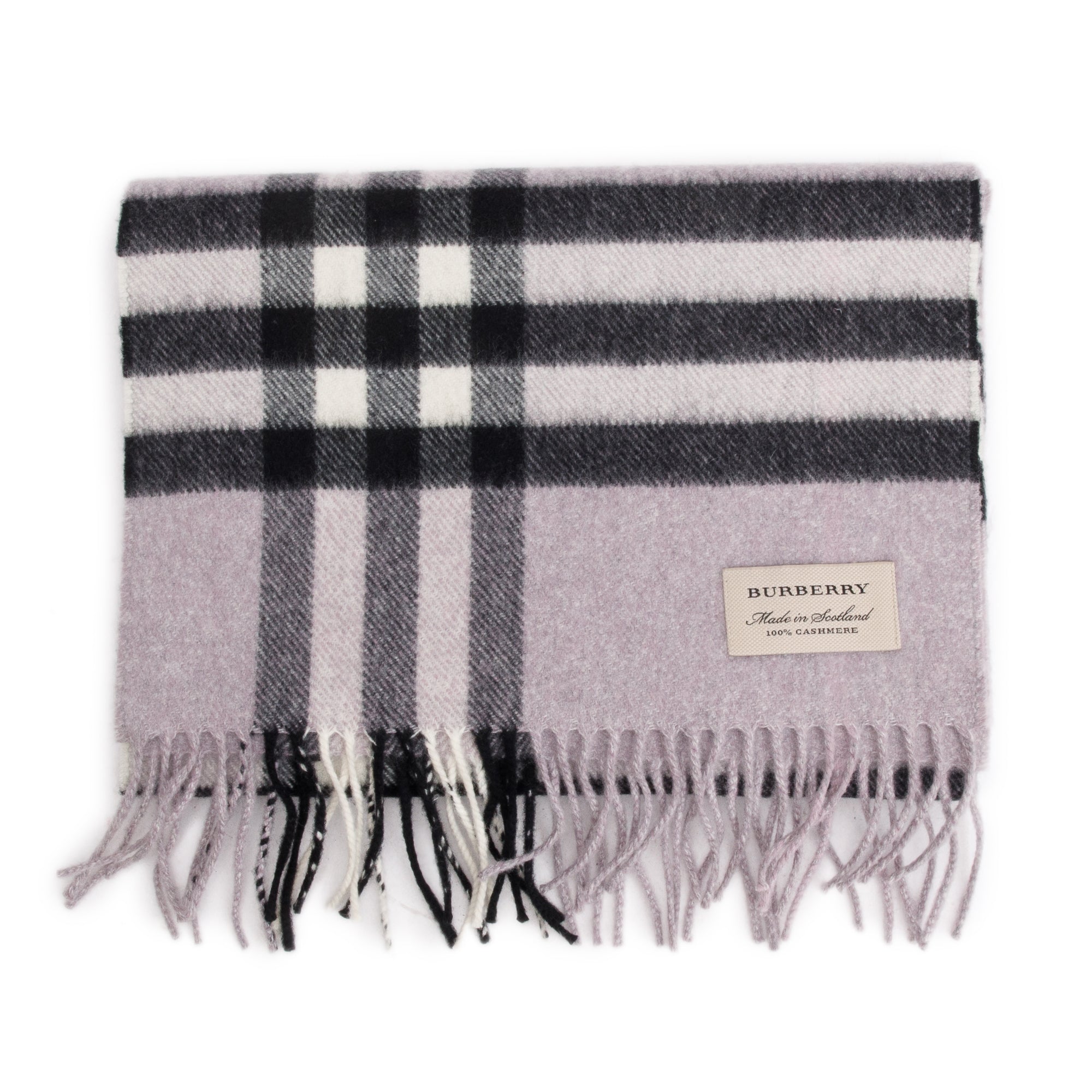 Burberry Purple Multicolor Horseferry House Check Cashmere Scarf w/ Box