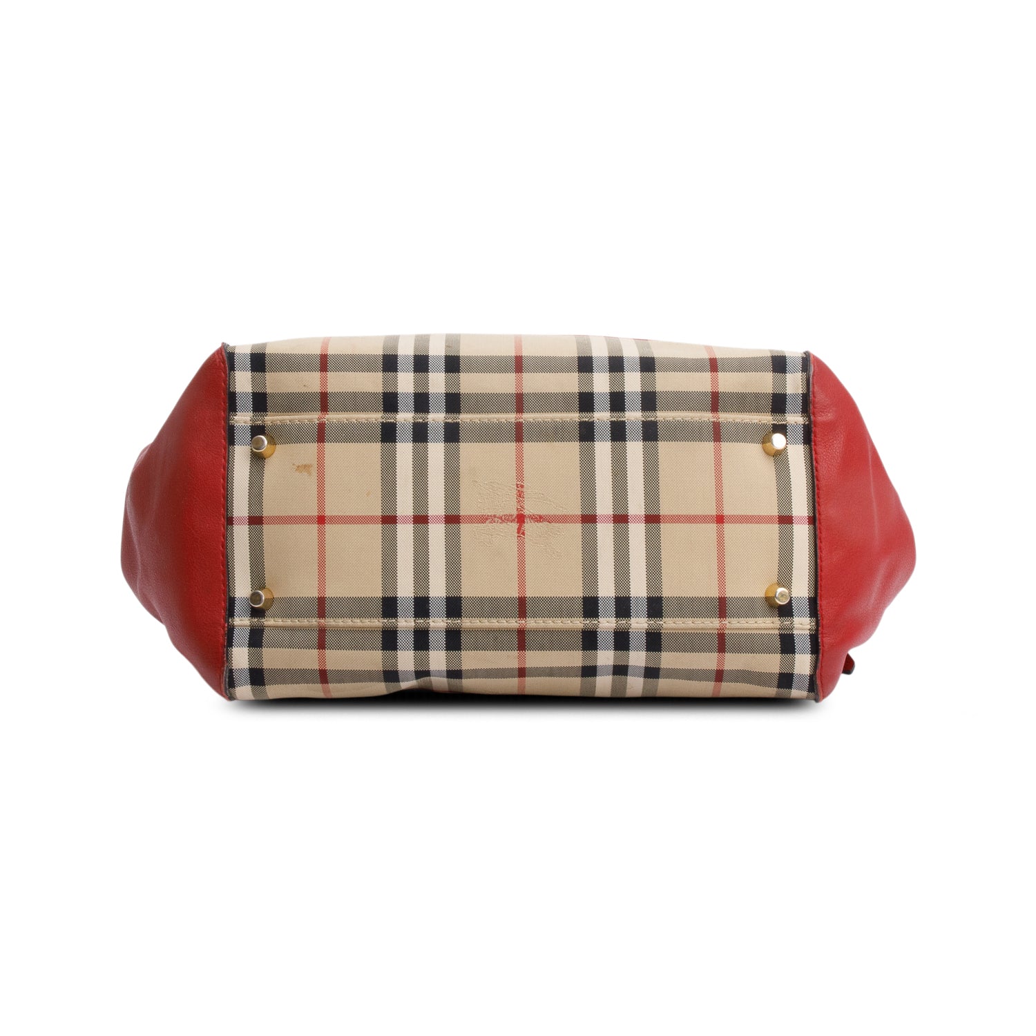 Burberry Red Leather Horseferry Check Canterbury Shoulder Bag