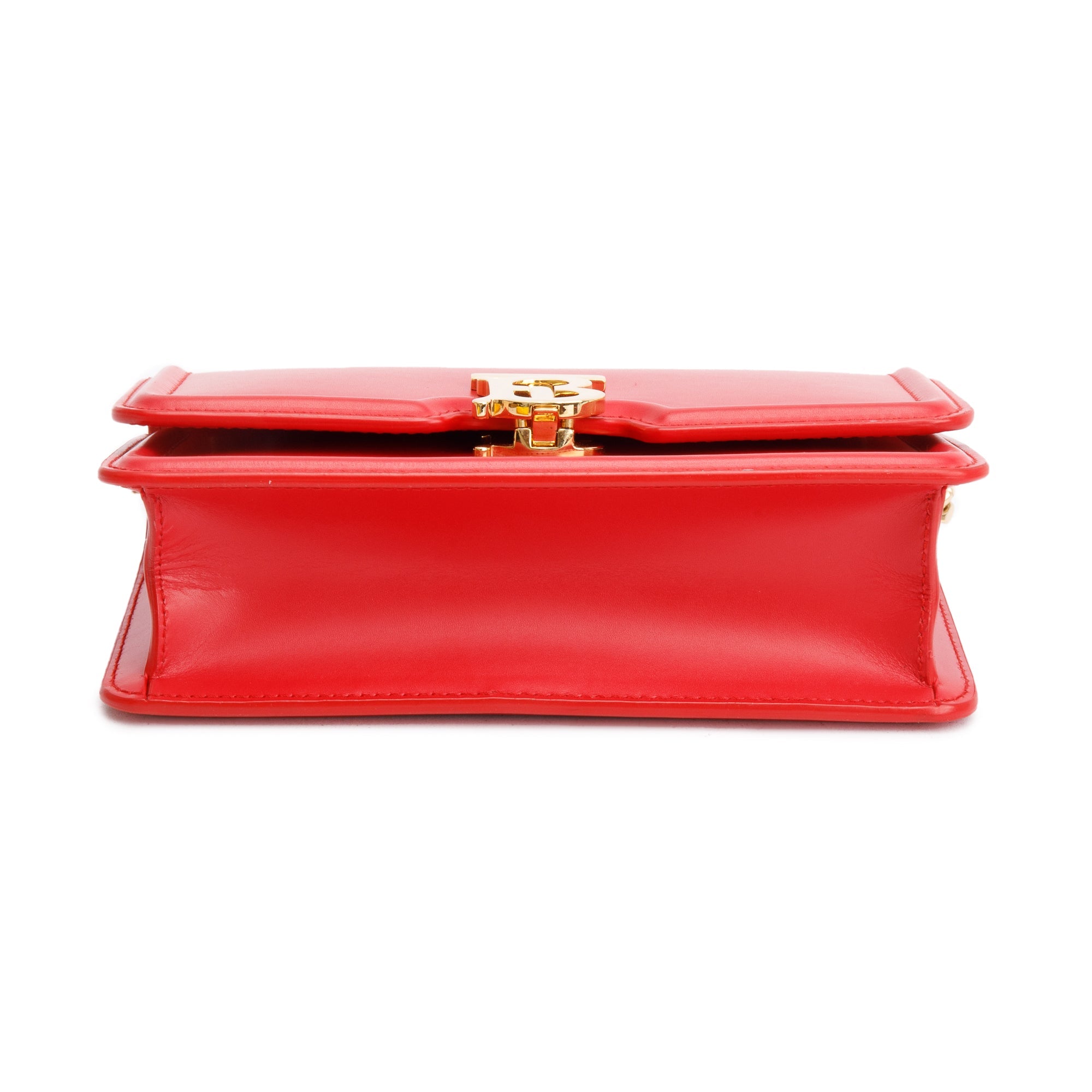 Burberry Red Smooth Calfskin Leather Mini TB Chain Crossbody Bag w/ Box & Receipt