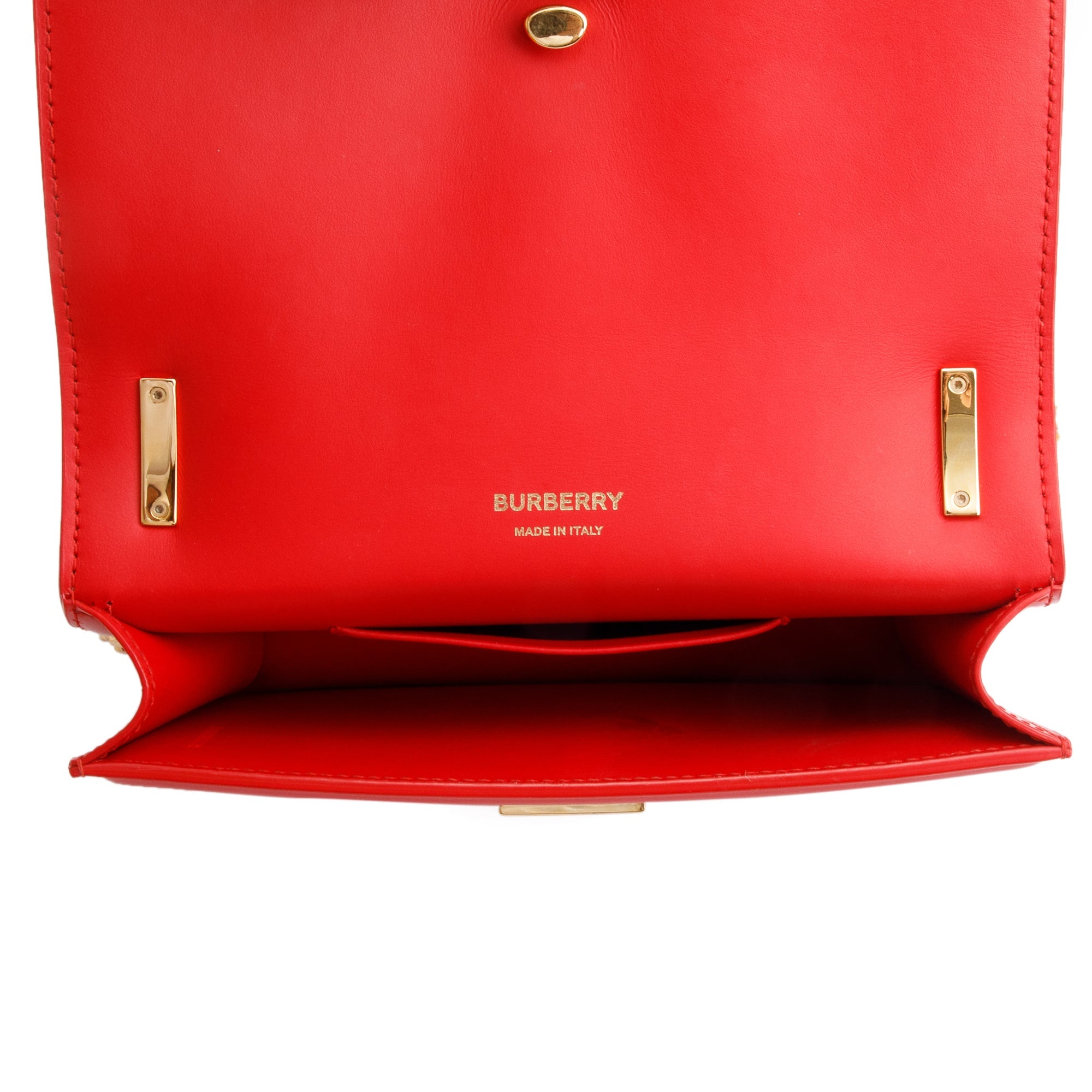 Burberry Red Smooth Calfskin Leather Mini TB Chain Crossbody Bag w/ Box & Receipt