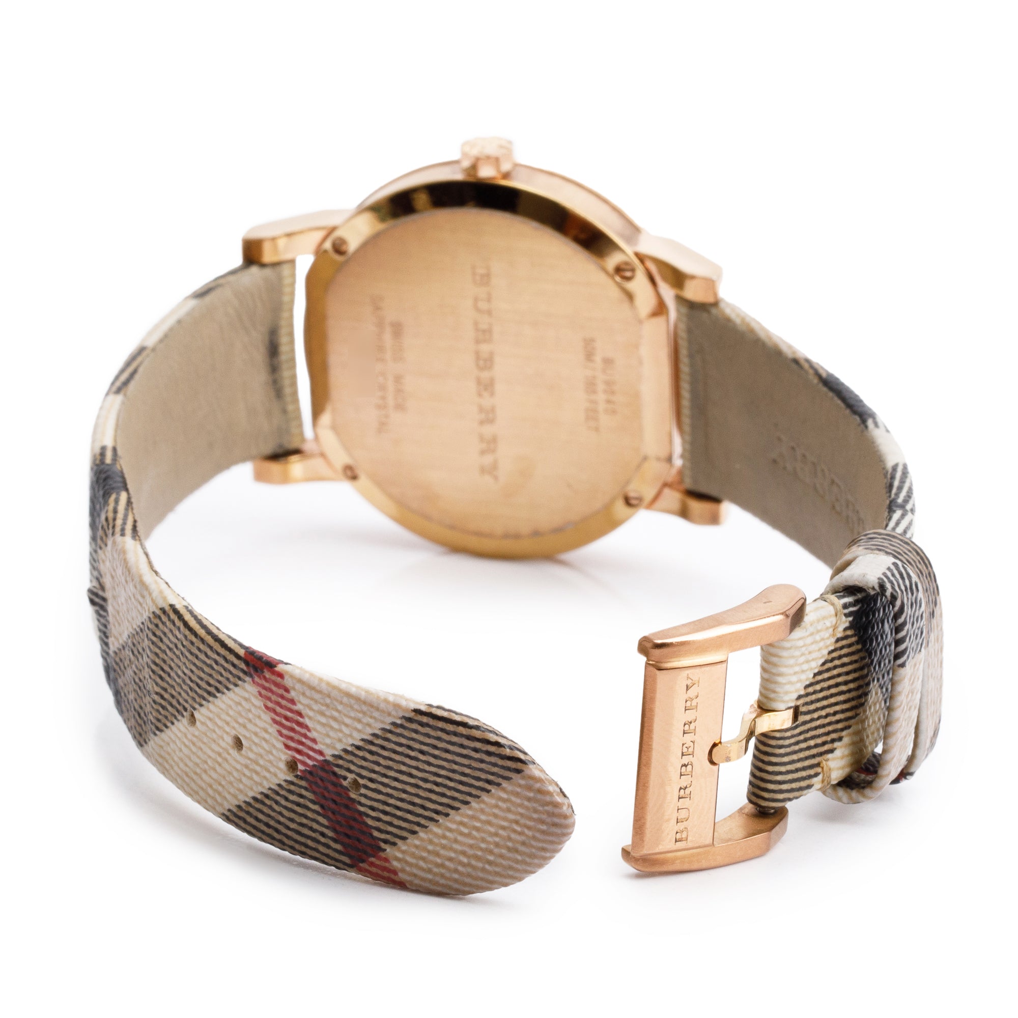 Burberry Rose Gold Plated Stainless Steel BU4090 The City Haymarket Check 38 MM Watch