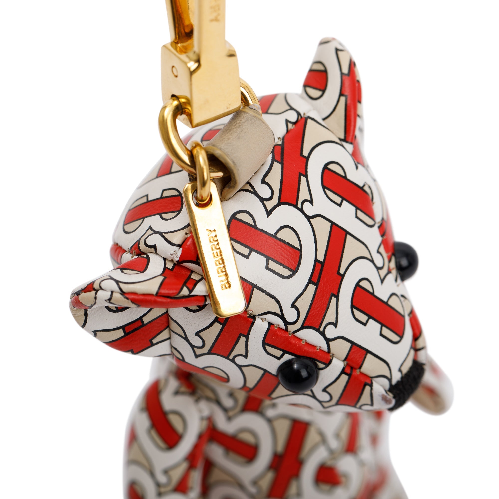 Burberry TB Monogram Leather Thomas Bear Bag Charm w/ Box