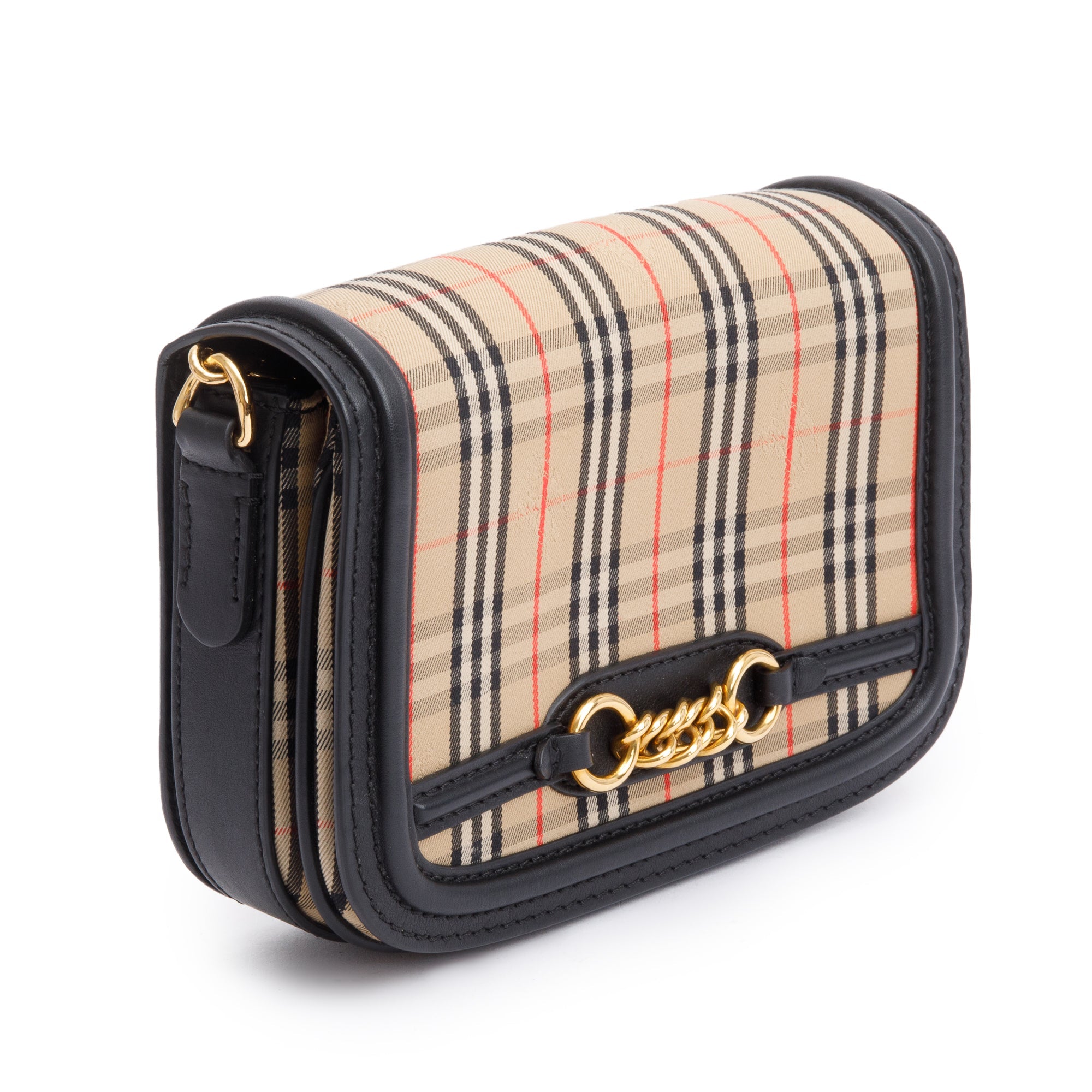 Burberry Vintage 1983 Knight Check Canvas Link Flap Shoulder Bag