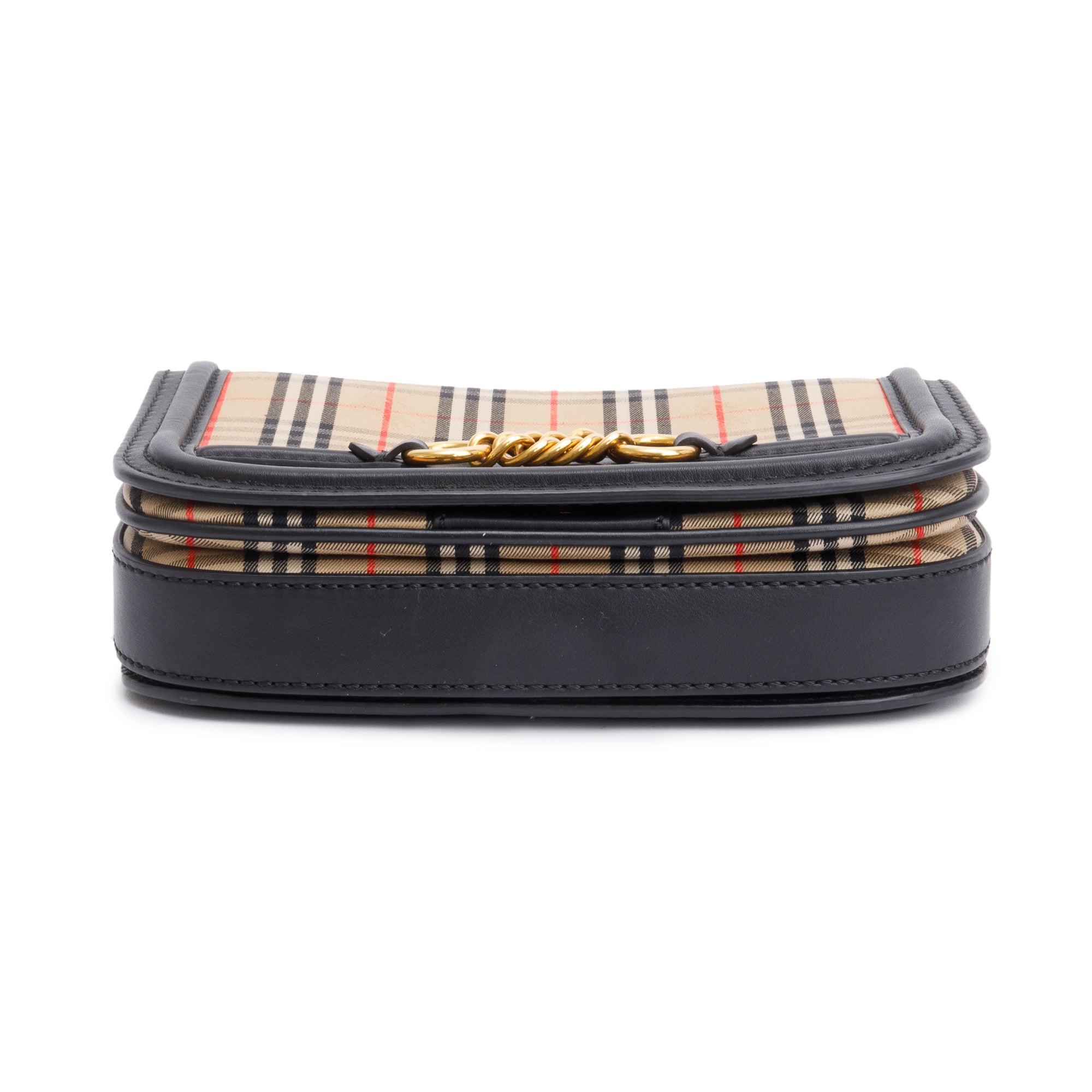 Burberry Vintage 1983 Knight Check Canvas Link Flap Shoulder Bag