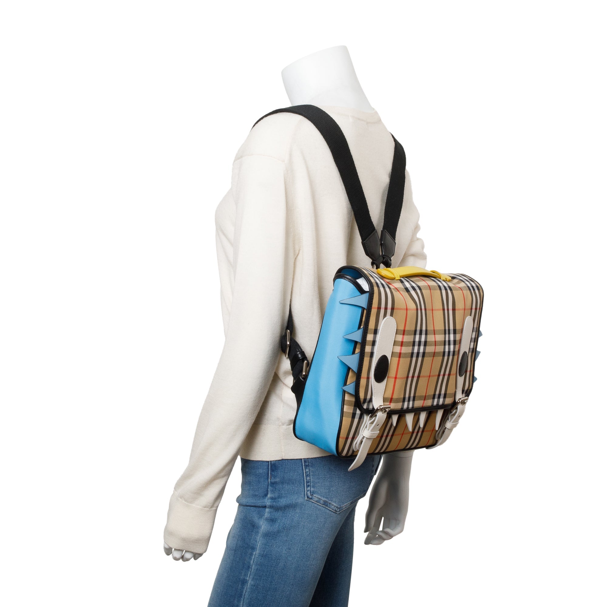 Burberry Vintage Check Canvas Multicolor Leather Trim Monster Flap Bac – OLIVER'S