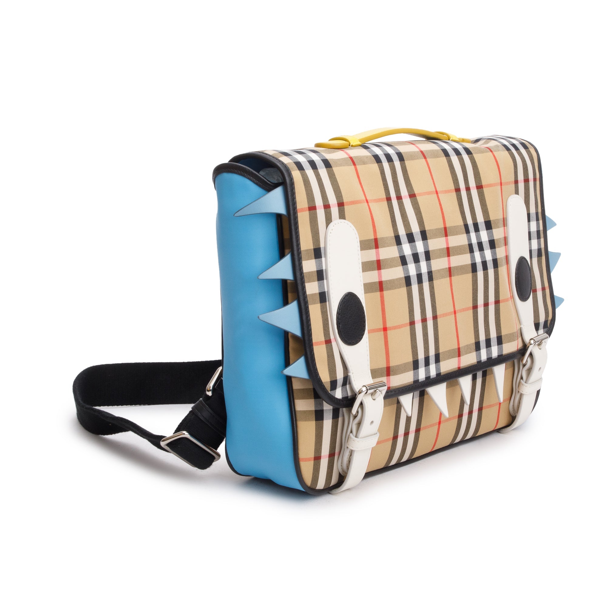 Burberry Vintage Check Canvas Multicolor Leather Trim Monster Flap