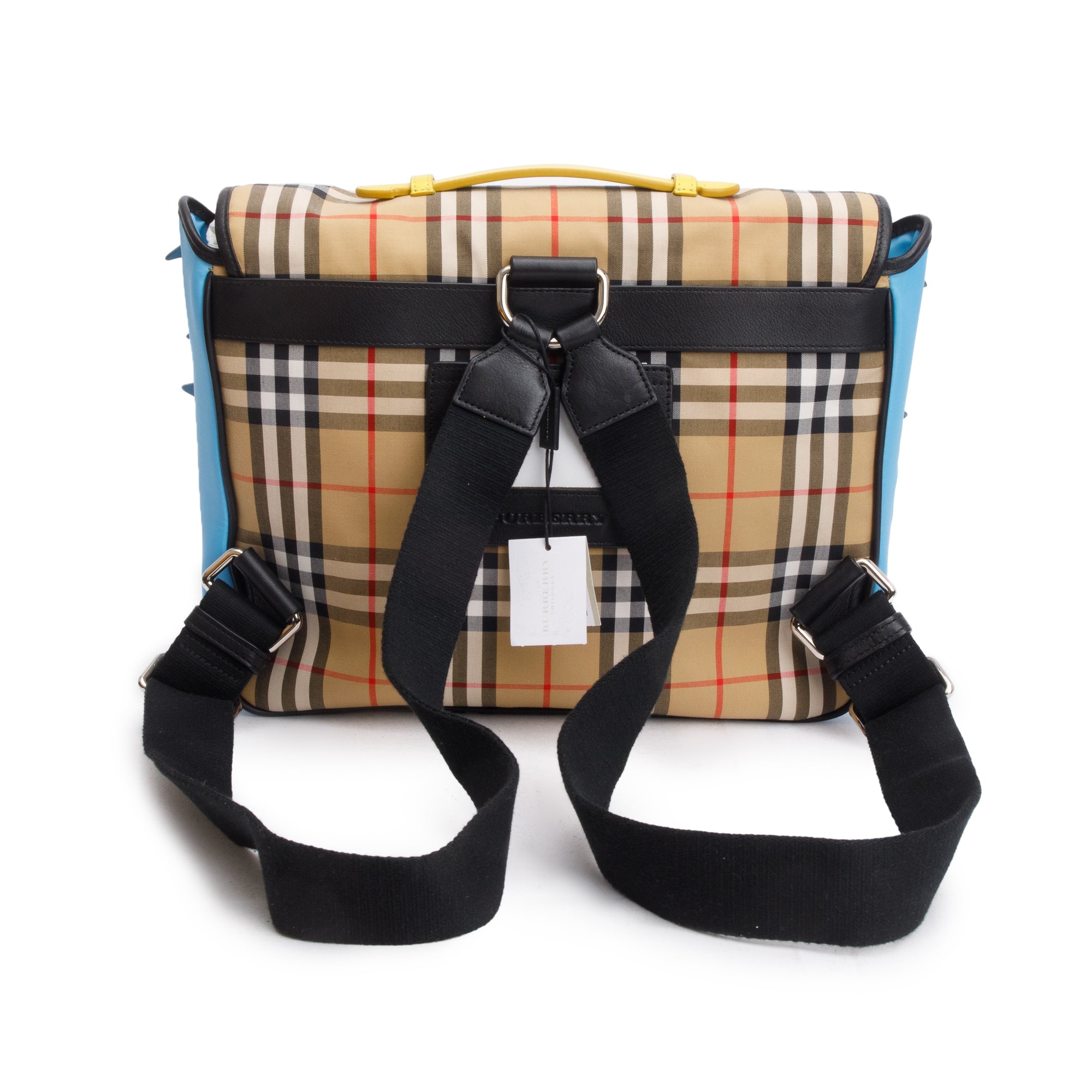 Burberry Vintage Check Canvas Multicolor Leather Trim Monster Flap