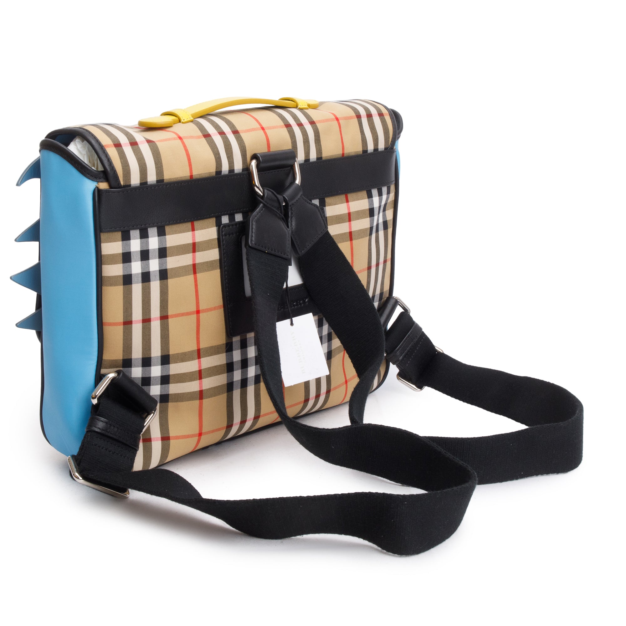 Burberry Vintage Check Canvas Multicolor Leather Trim Monster Flap
