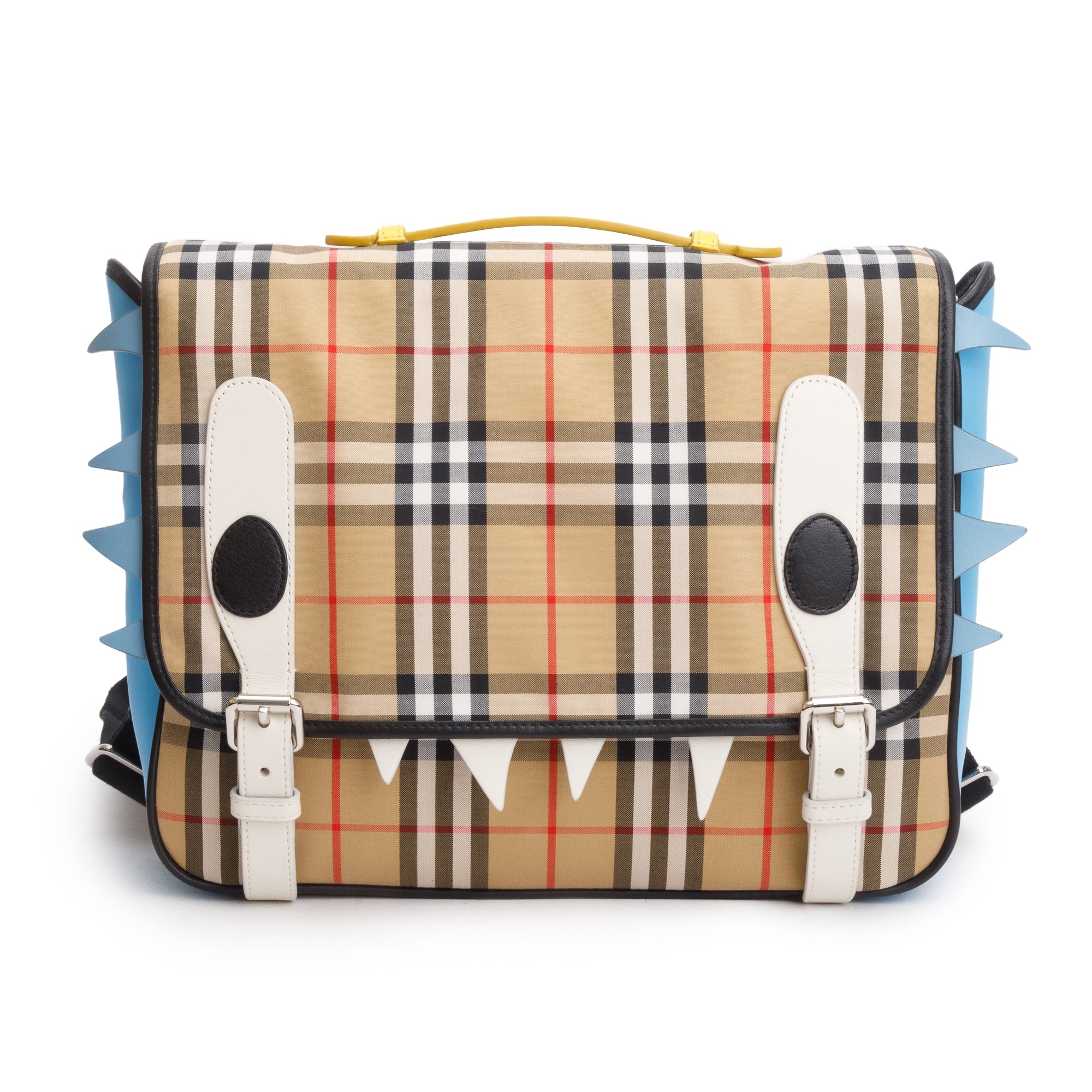 Burberry Vintage Check Canvas Multicolor Leather Trim Monster Flap Backpack