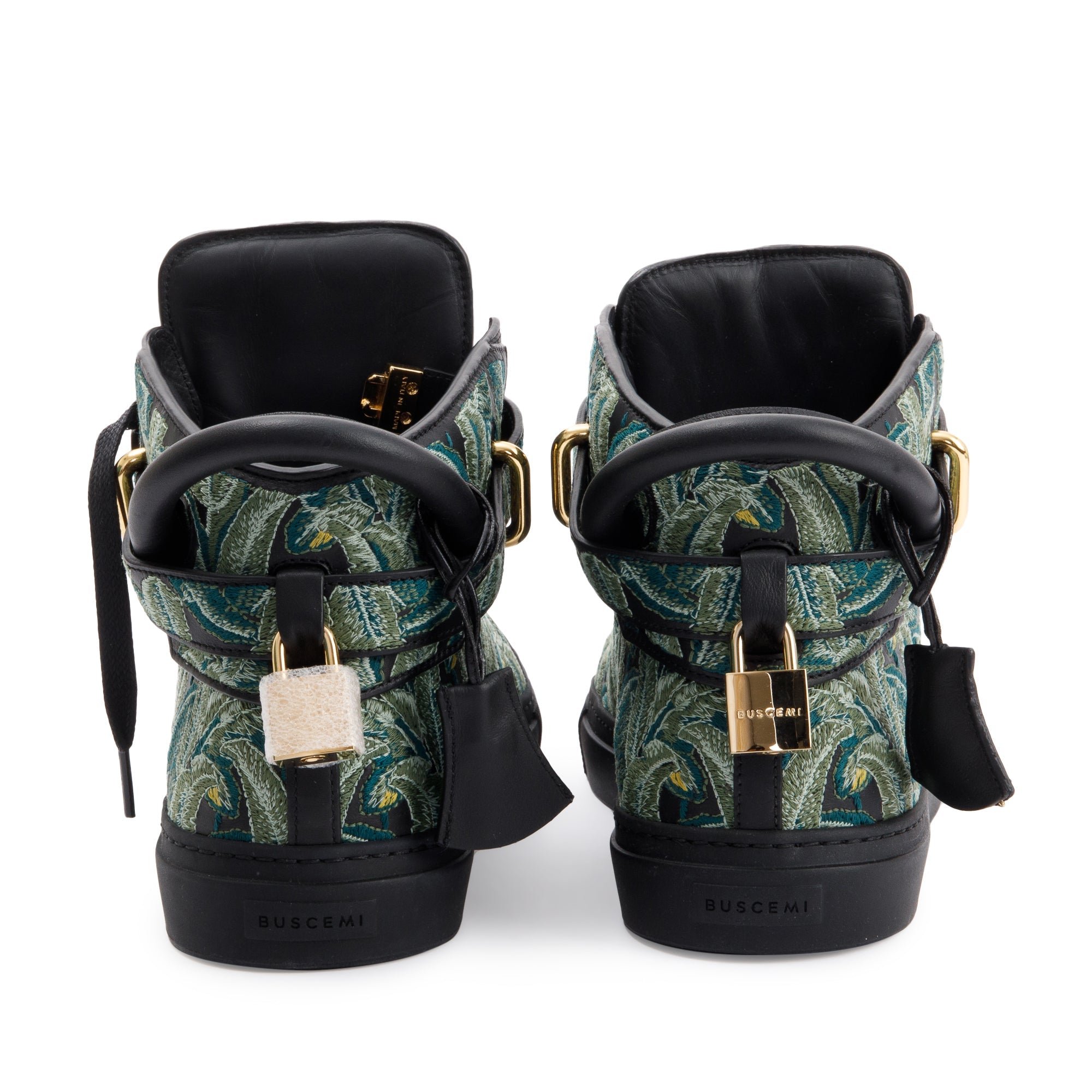 Buscemi Black/Green 100MM Palm High Top Sneakers, Size 41.5 w/ Box