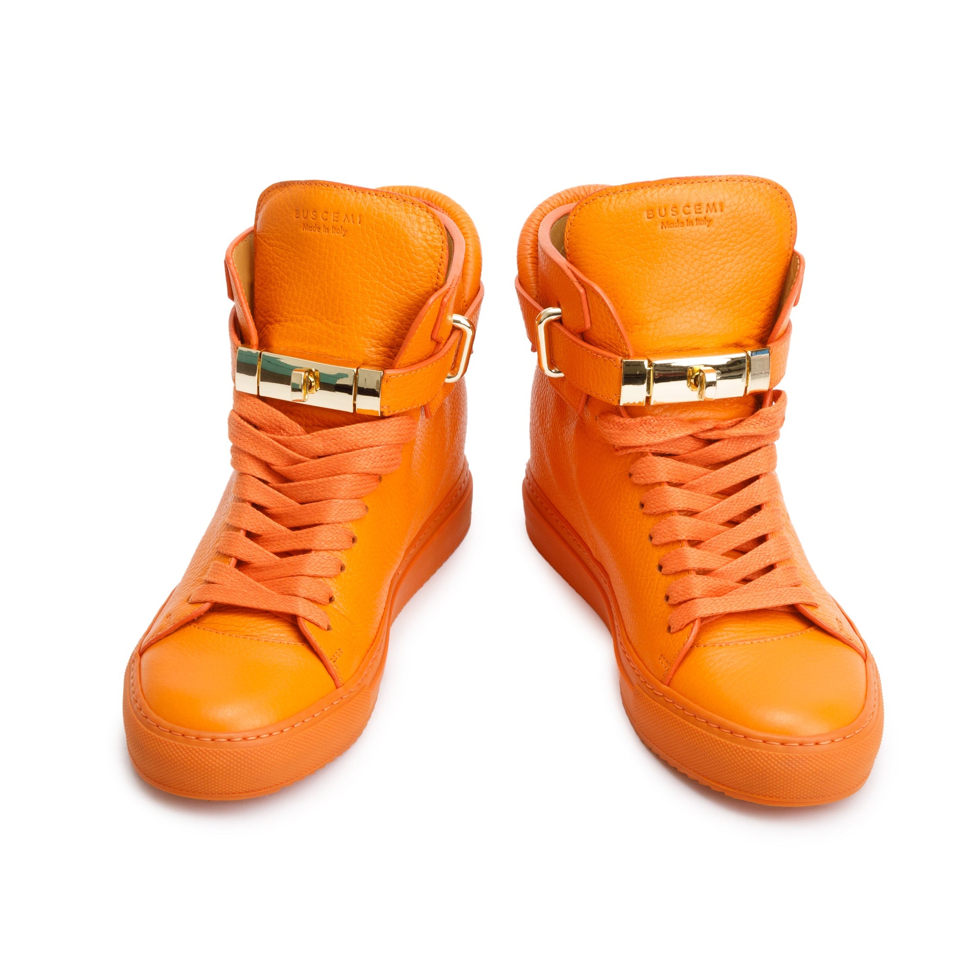 Buscemi Orange Leather 100MM Alta Womens High Top Sneakers, Size 40 w/ Box