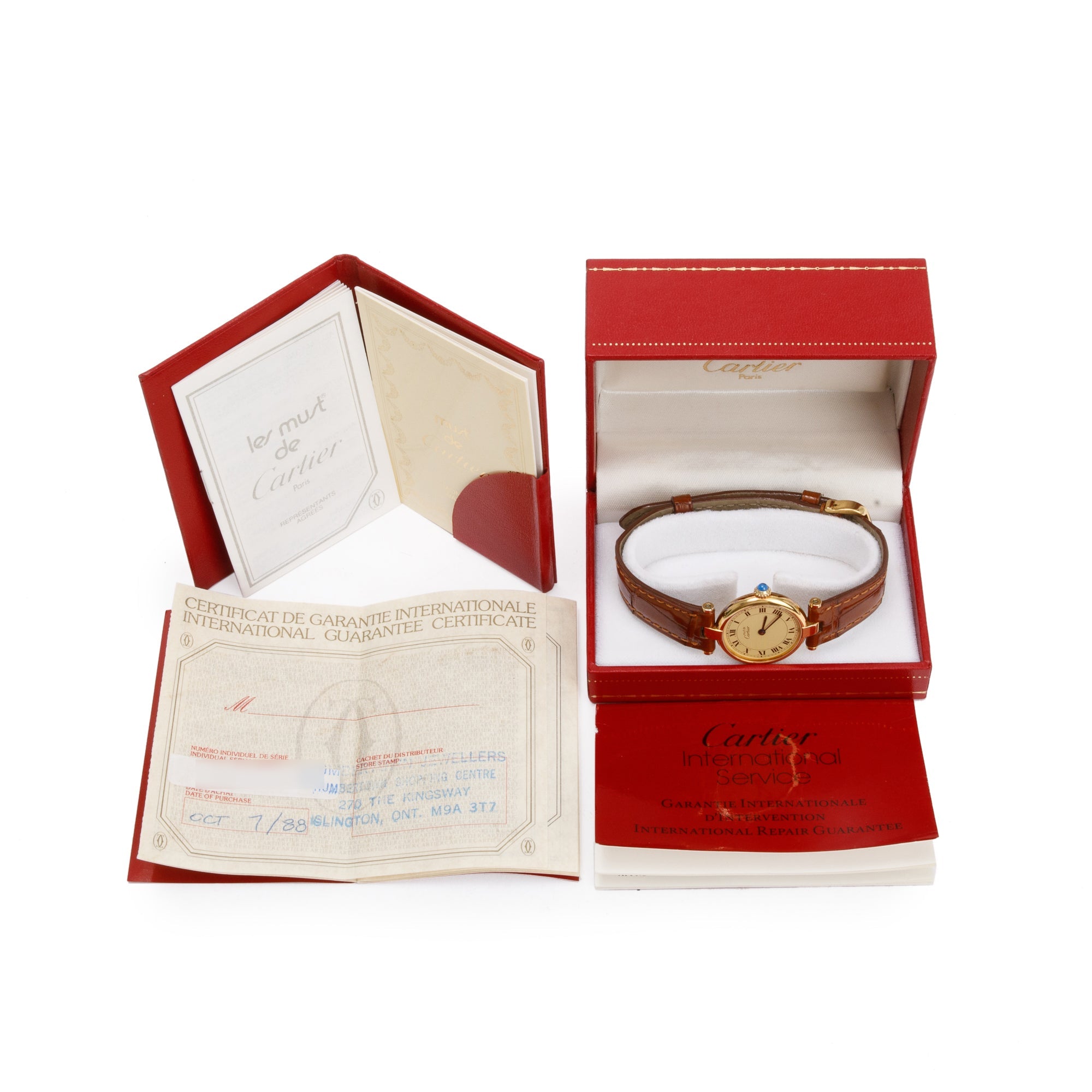 Cartier 18k Gold Vermeil Must De Cartier Vendome 24MM Watch w/ Box & Papers