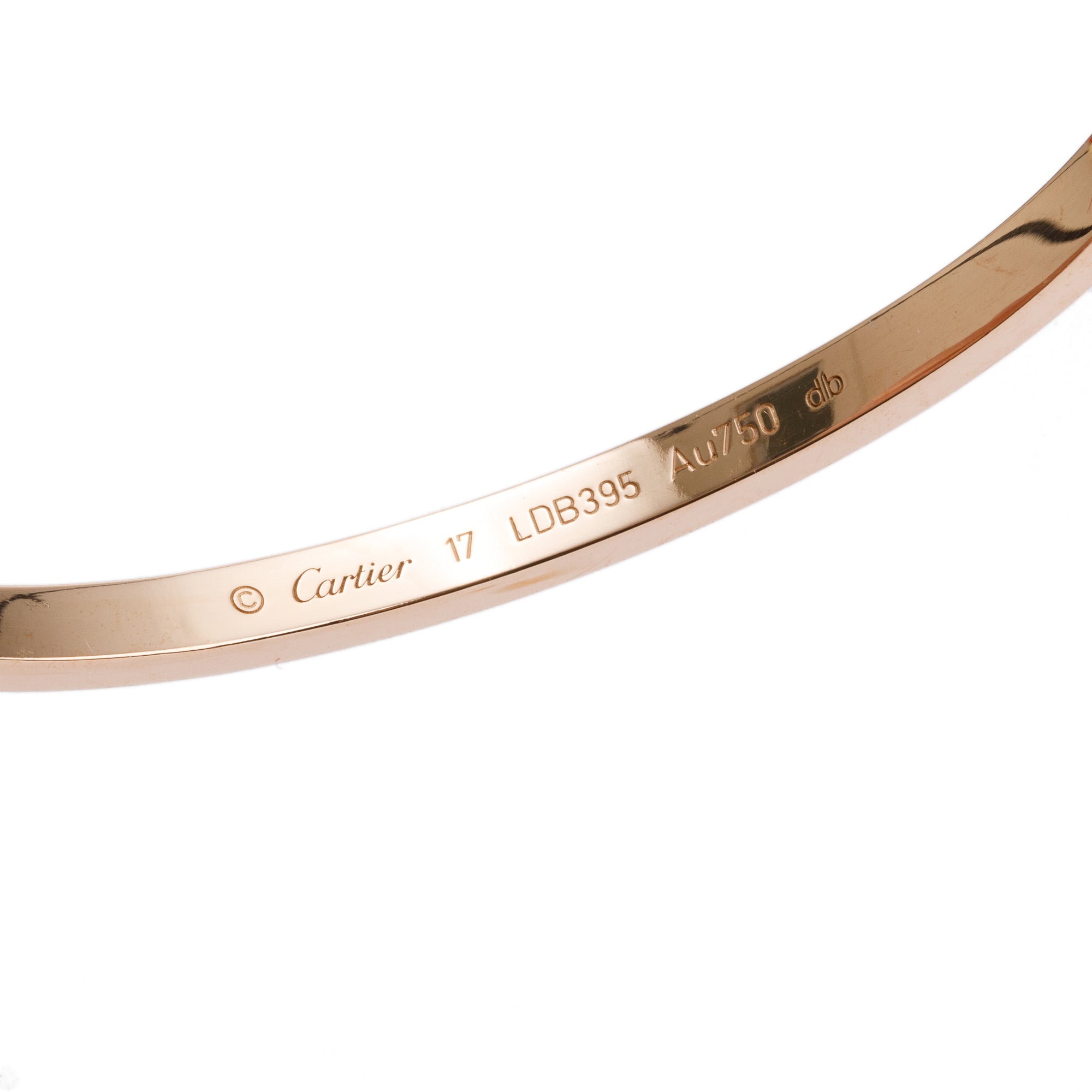 Cartier 18k Rose Gold 10 Diamond Love Bracelet, Small Model Size 17 w/ Box & Certificate