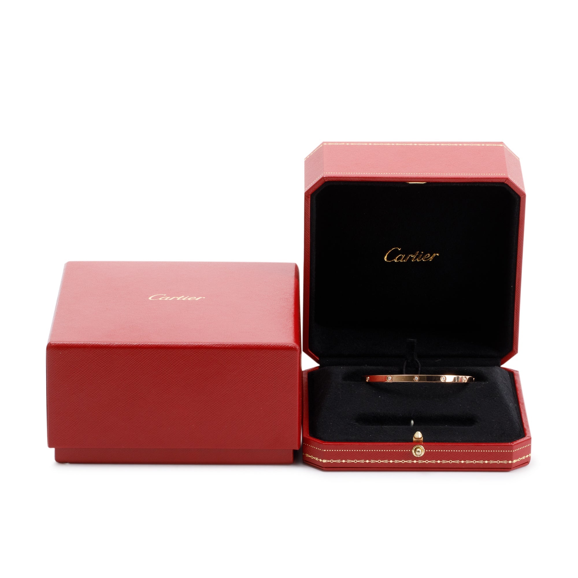 Cartier 18k Rose Gold 10 Diamond Love Bracelet, Small Model w/ Box & Certificicate