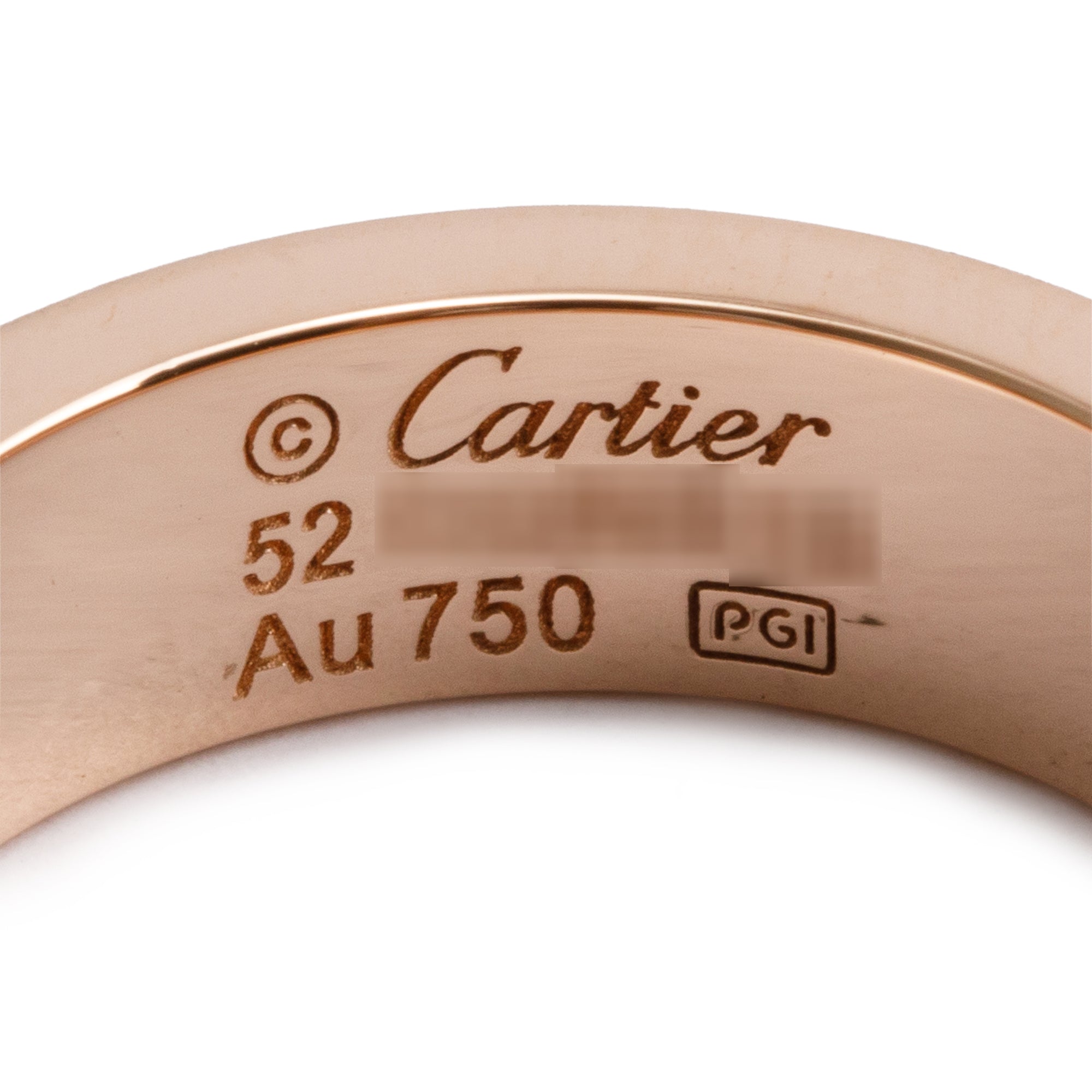 Cartier 18k Rose Gold 3 Diamond Love Ring, Size 52 6.25