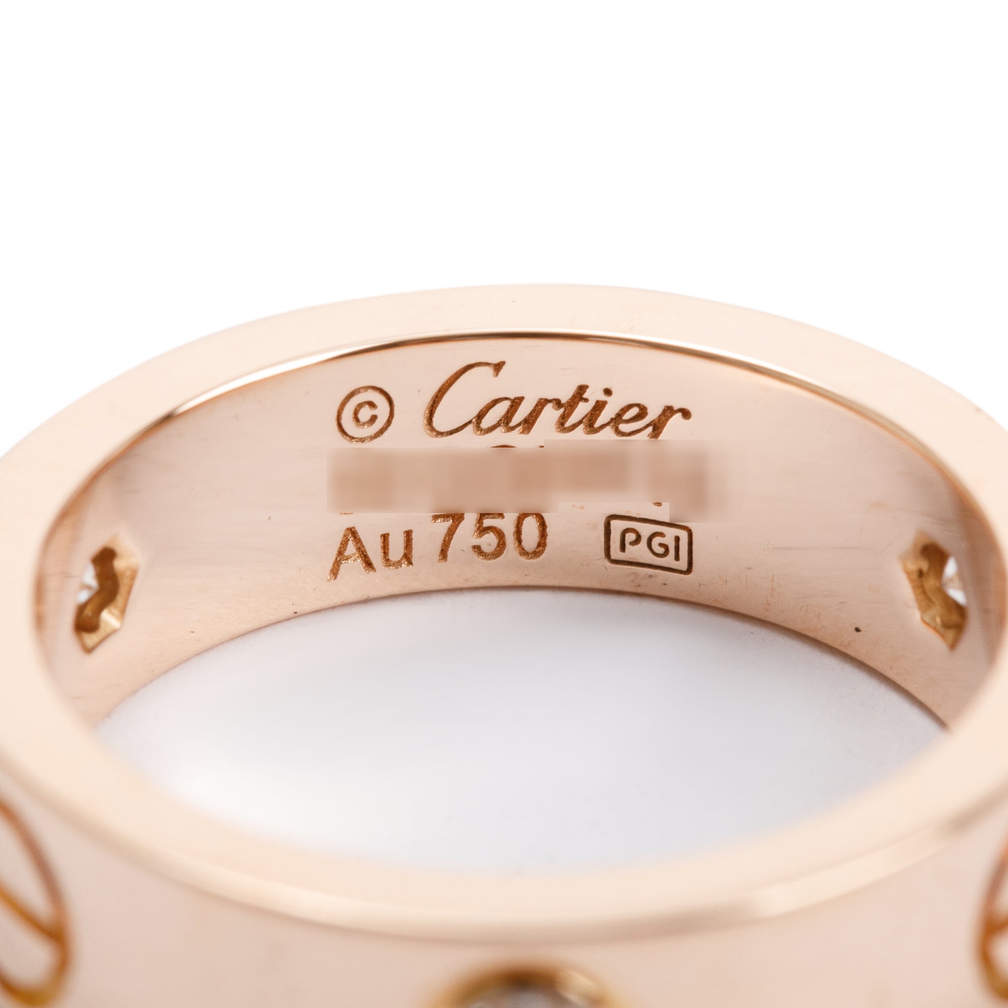 Cartier 18k Rose Gold 3 Diamond Love Ring, Size 52 6.25 w/ Box