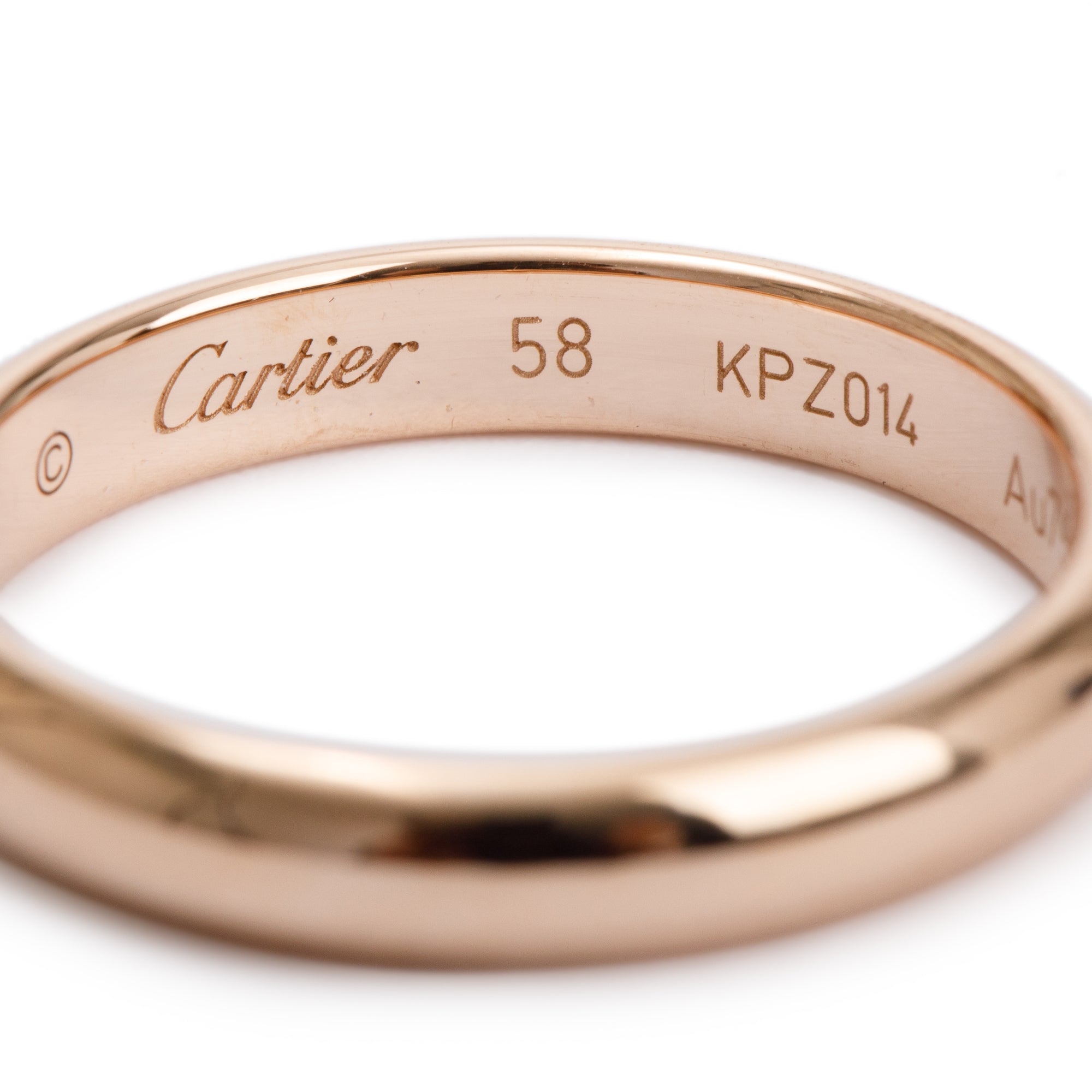 Cartier 18k Rose Gold 3.5 MM 1895 Wedding Band Ring, Size 58 8.25 w/ Box & Certificate