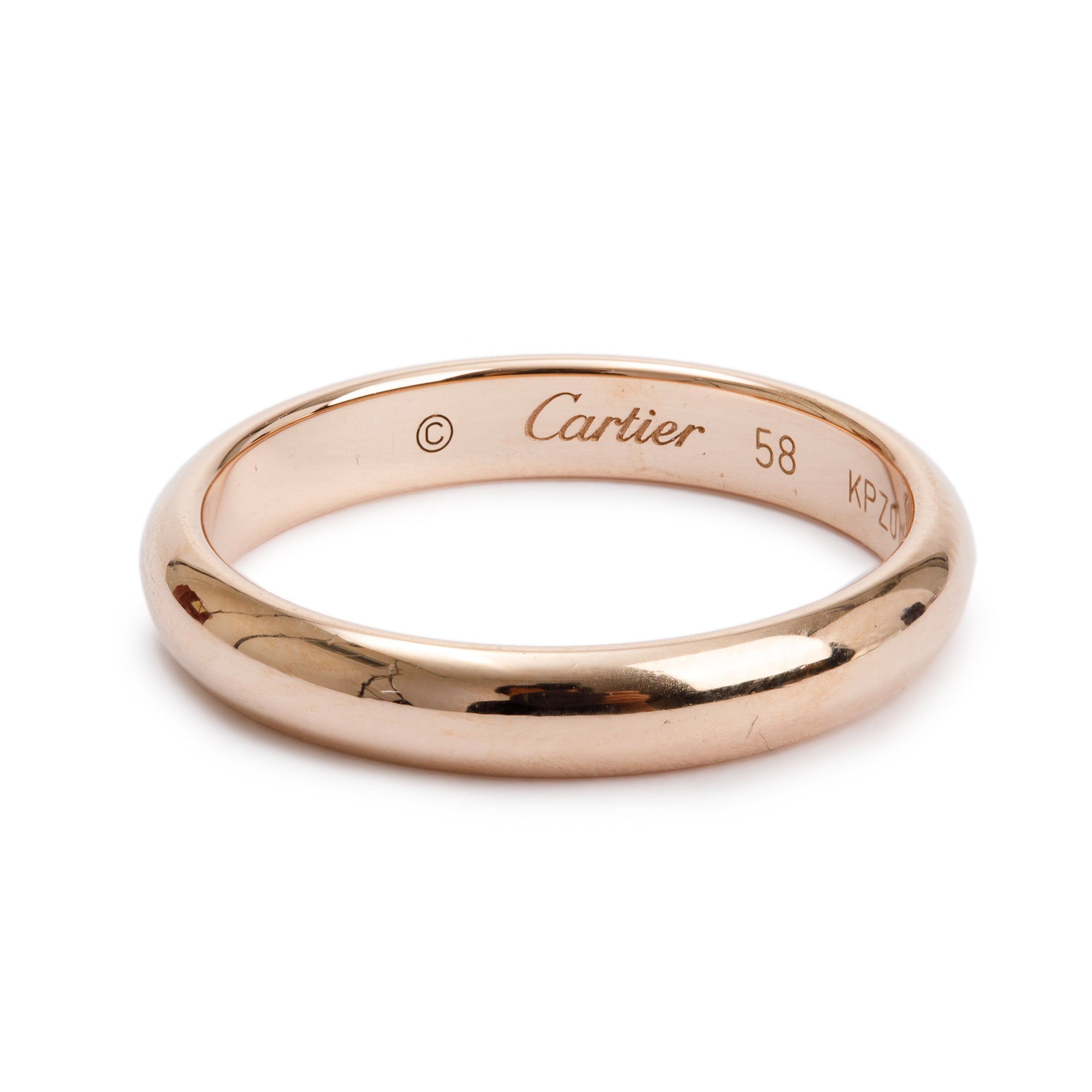 Cartier 18k Rose Gold 3.5 MM 1895 Wedding Band Ring, Size 58 8.25 w/ Box & Certificate