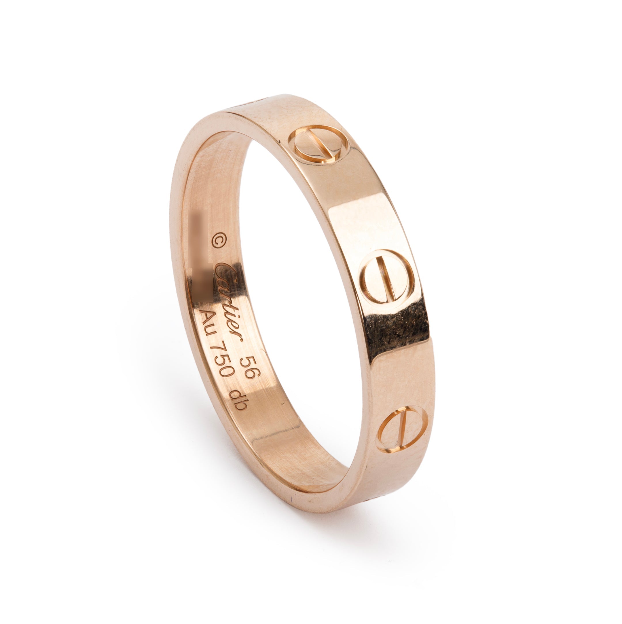 Cartier 18k Rose Gold 3.6 MM Love Wedding Band Ring, Size 56 7.75