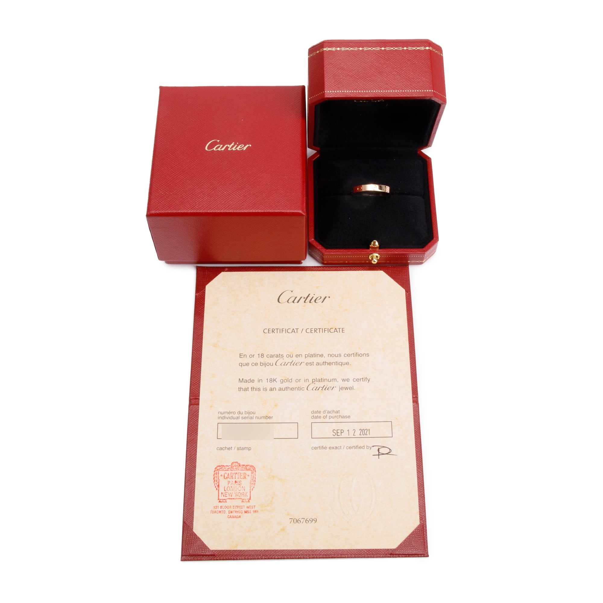 Cartier 18k Rose Gold 3.6 MM Love Wedding Band Ring, Size 64 10.75