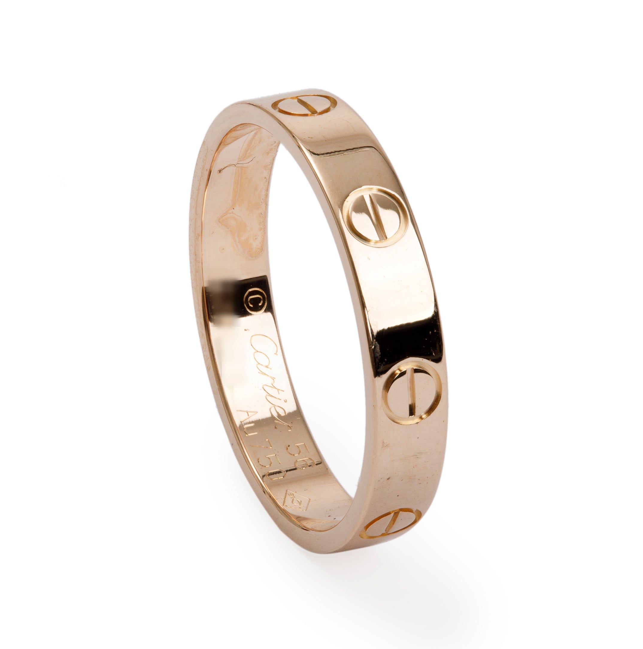 Cartier 18k Rose Gold 3.6 mm Love Wedding Band Ring, Size 56 7.75 w/ Box & Receipt