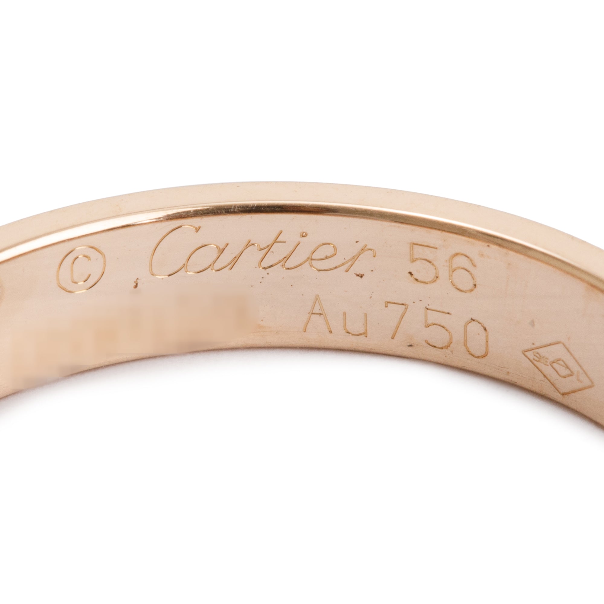Cartier 18k Rose Gold 3.6 mm Love Wedding Band Ring, Size 56 7.75 w/ Box & Receipt