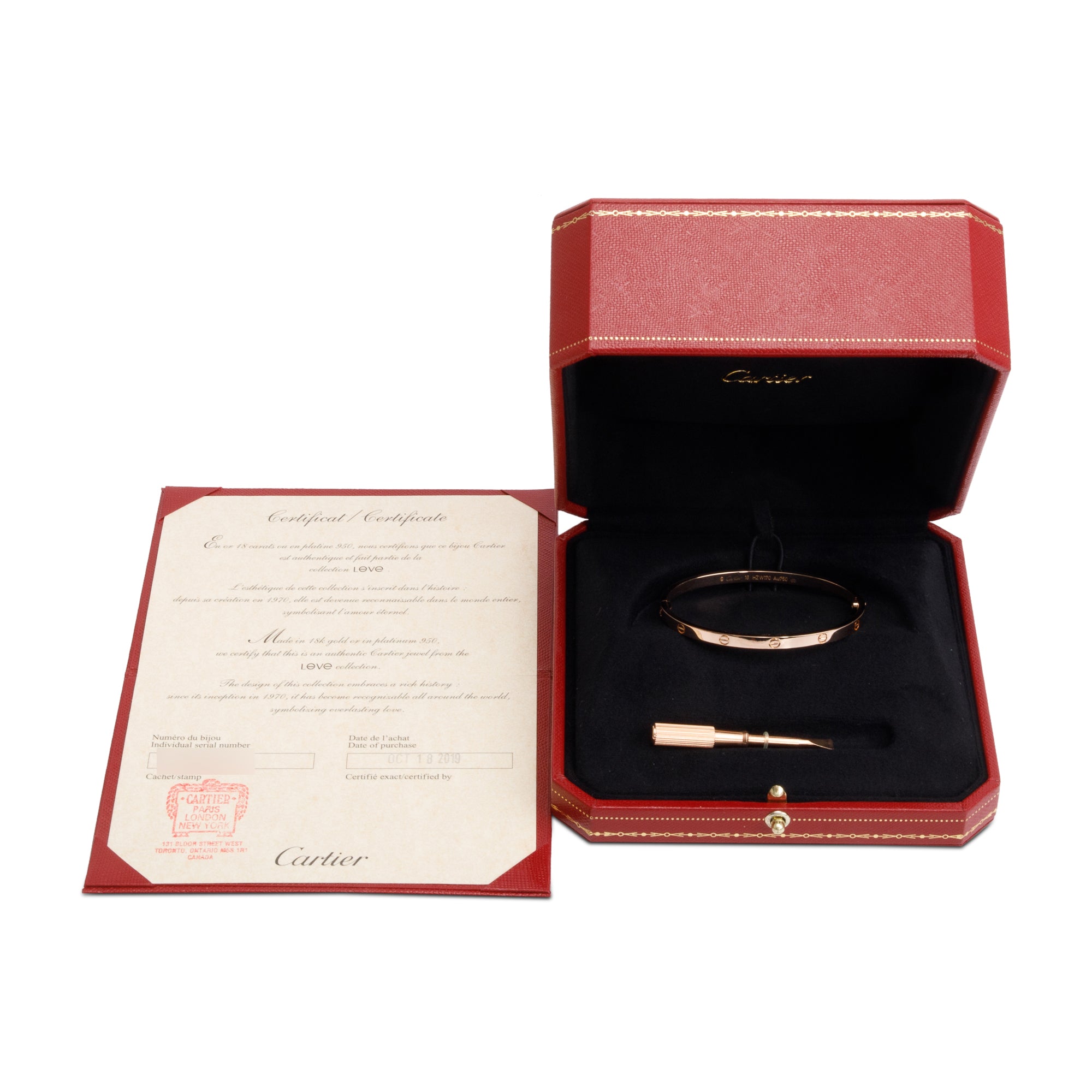 Cartier 18k Rose Gold 3.65 MM Love Bracelet, Small Model, Size 16 w/ Box & Certificate