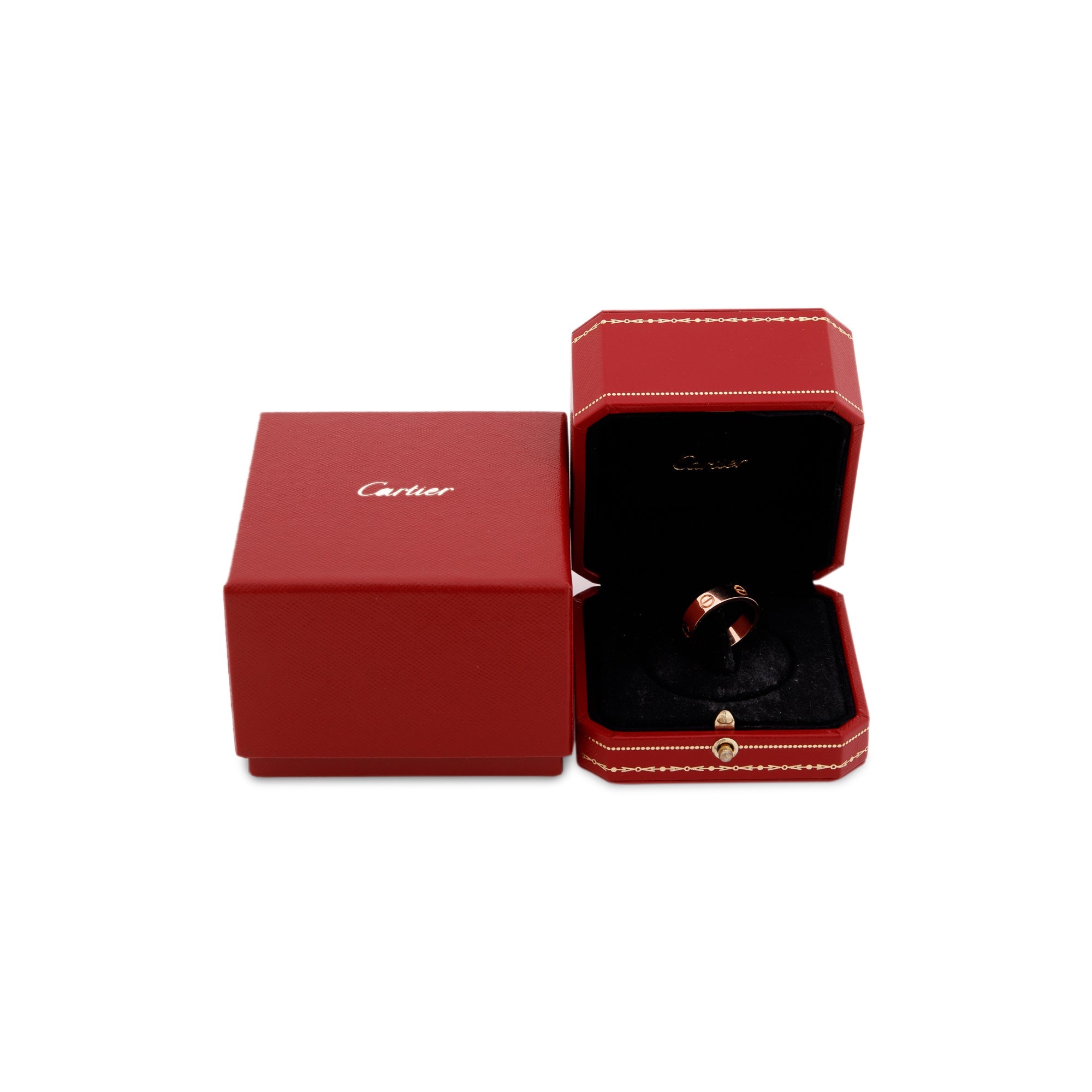 Cartier 18k Rose Gold 5.5 MM Love Ring w/ Box, Certificate & Receipt