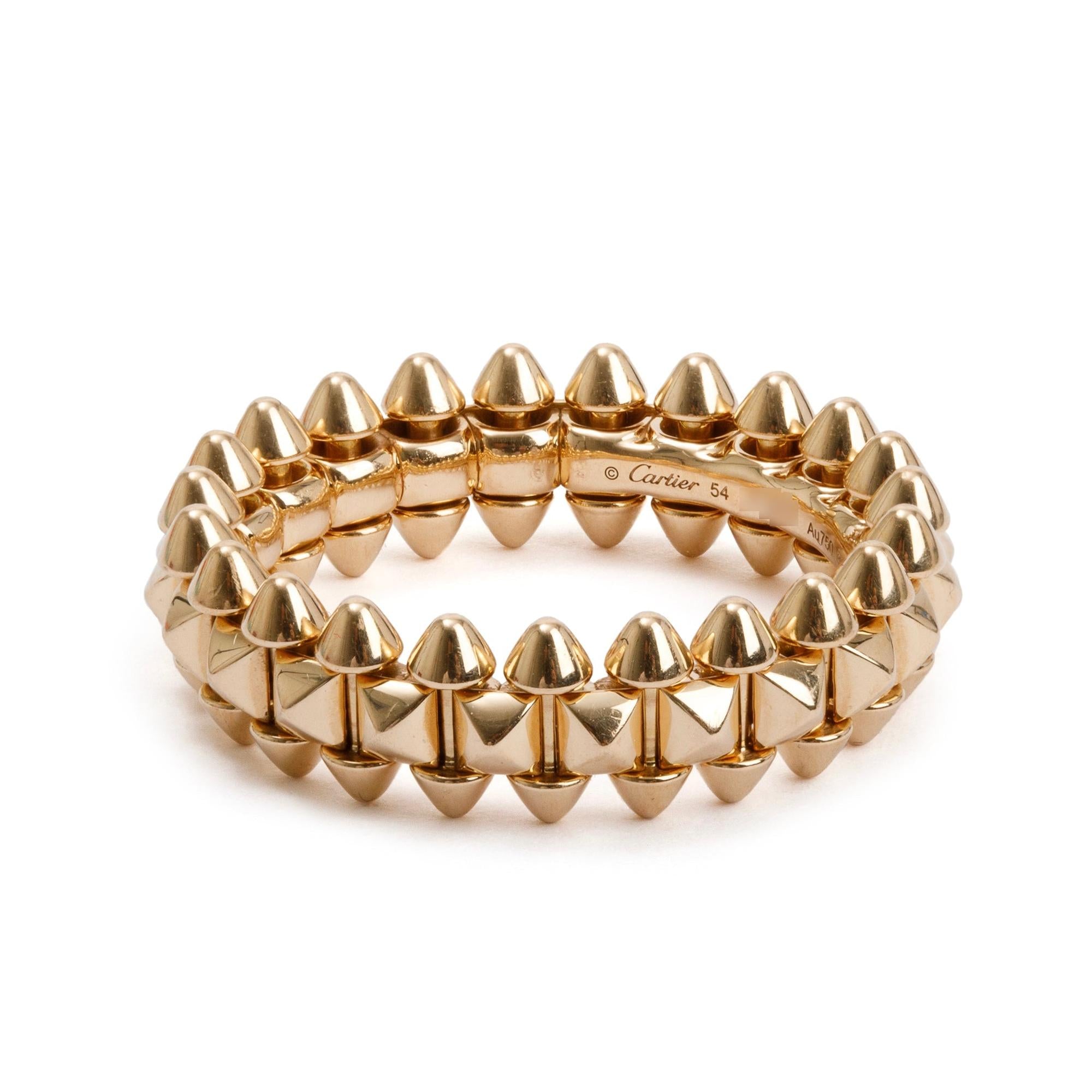 Cartier 18k Rose Gold Clash De Cartier Ring, Small Model, Size 54 7 w/ Box, Certificate & Receipt