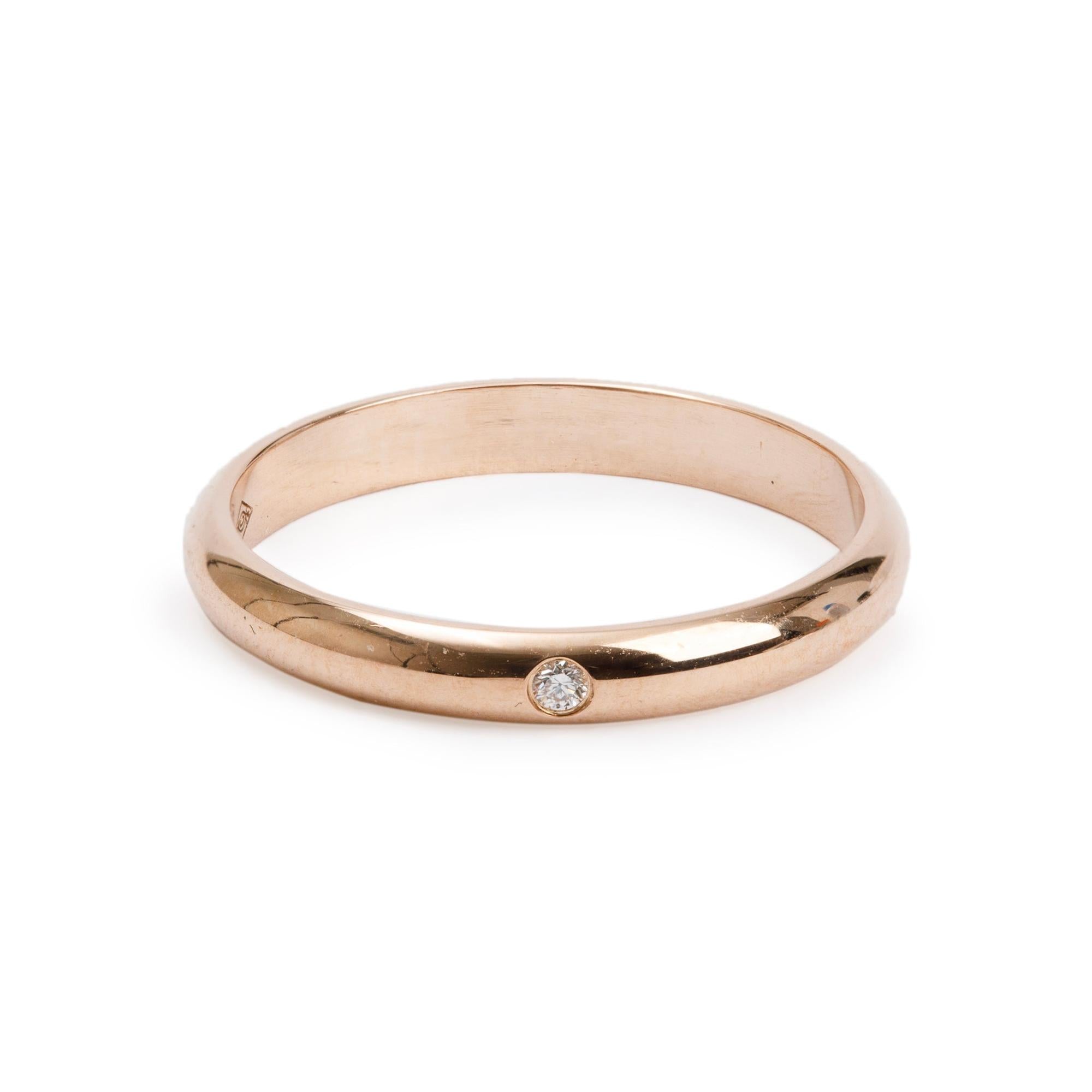Cartier 18k Rose Gold Diamond 2.6 MM 1895 Wedding Band Ring, Size 51 5.75 w/ Box & Certificate