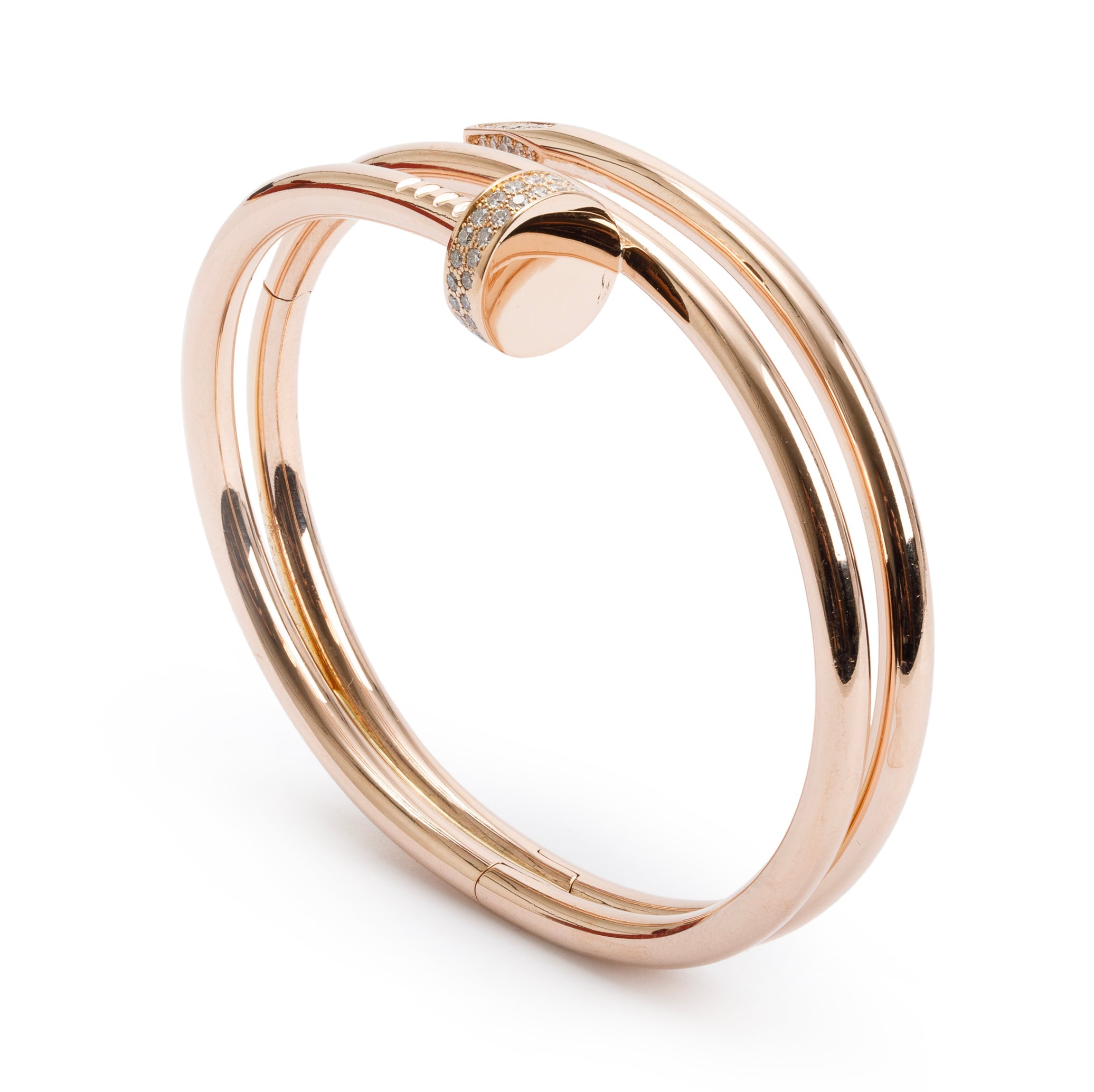 Cartier 18k Rose Gold Diamond Juste Un Clou Bracelet, Size 16 w/ Receipt
