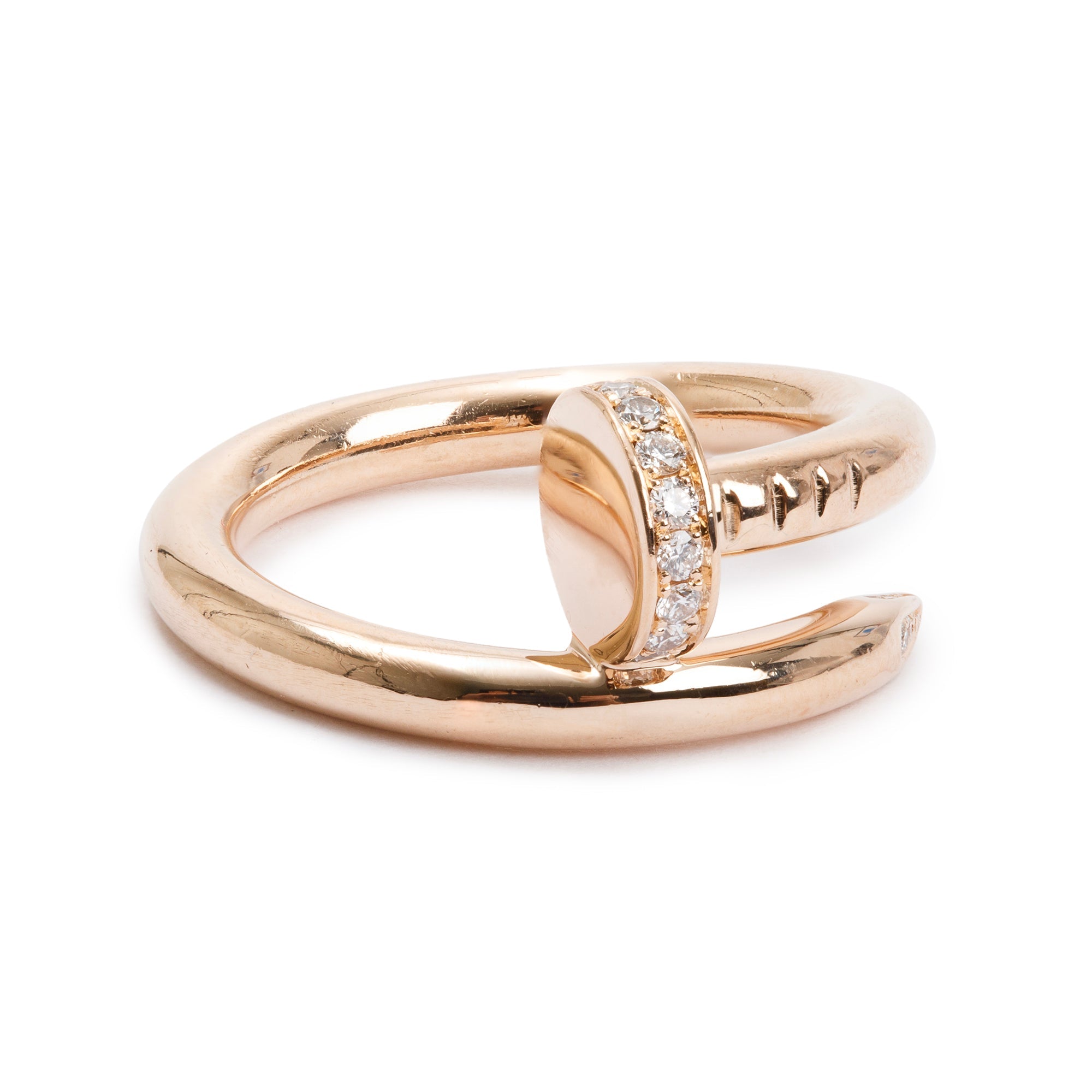 Cartier 18k Rose Gold Diamond Juste Un Clou Ring, Size 50 5.25