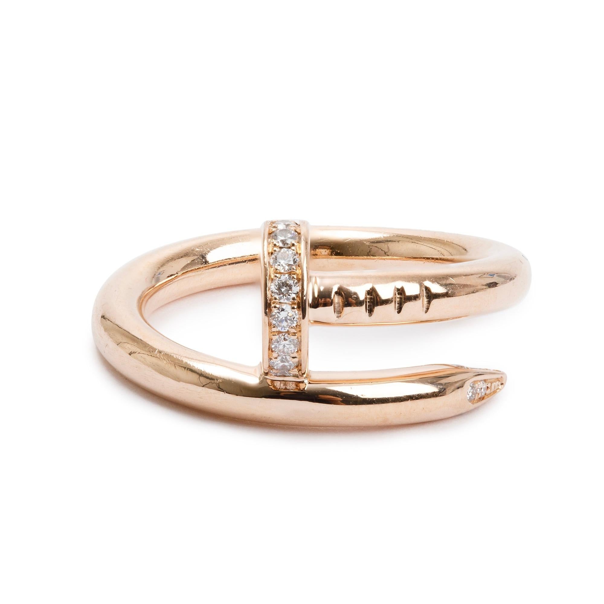 Cartier 18k Rose Gold Diamond Juste Un Clou Ring, Size 50 5.25