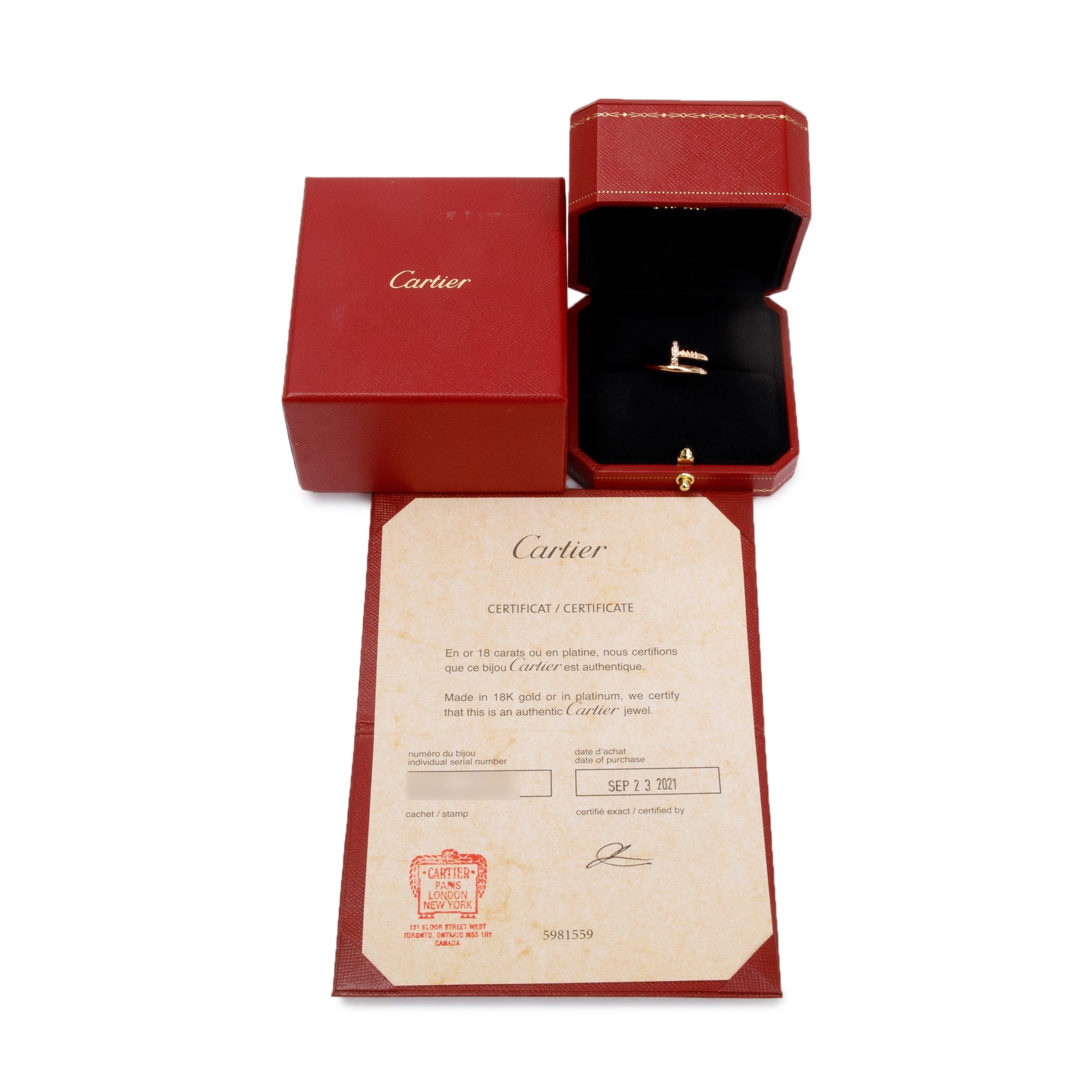 Cartier 18k Rose Gold Diamond Juste Un Clou Ring, Size 53 6.25 w/ Box & Certificate
