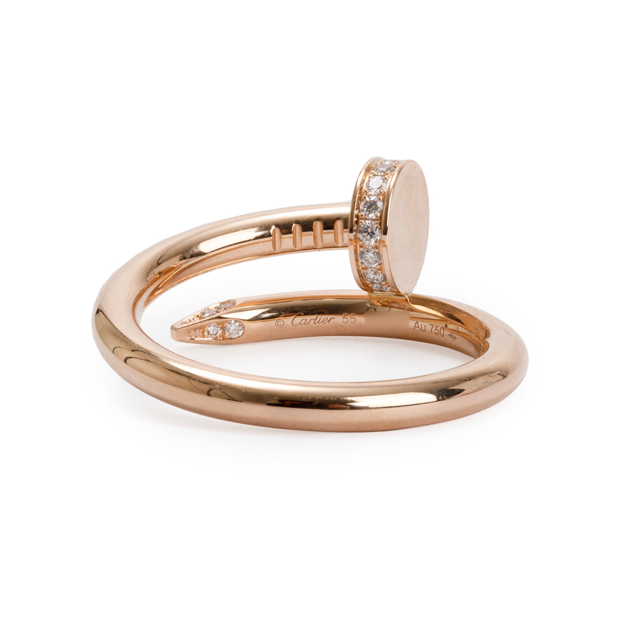 Cartier 18k Rose Gold Diamond Juste Un Clou Ring, Size 55 7.25