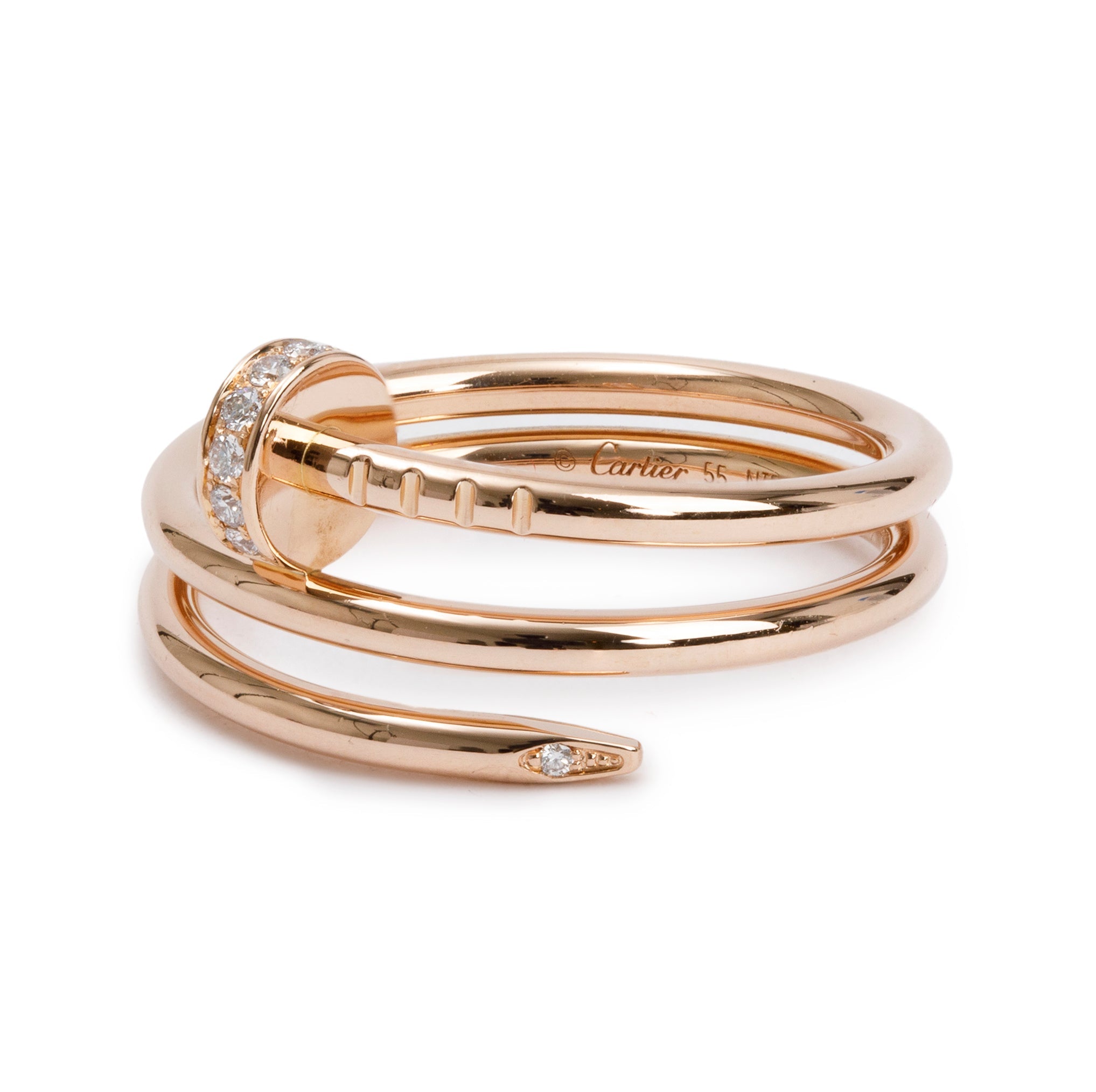 Cartier 18k Rose Gold Diamond Juste Un Clou Ring, Size 55 7.25