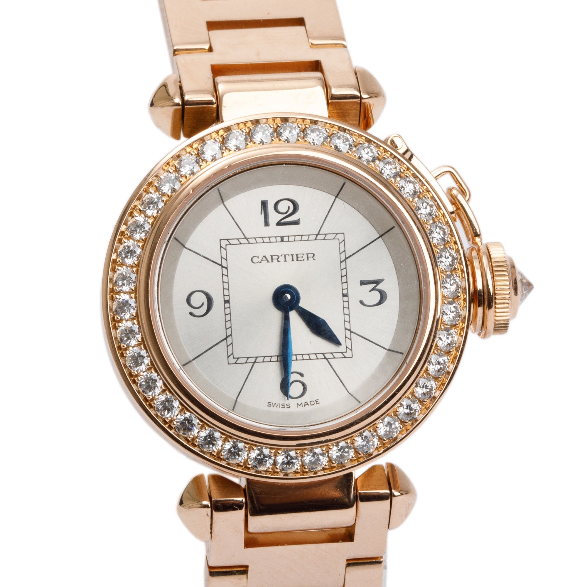 Cartier 18k Rose Gold Diamond Mini Miss Pasha 27 MM Watch
