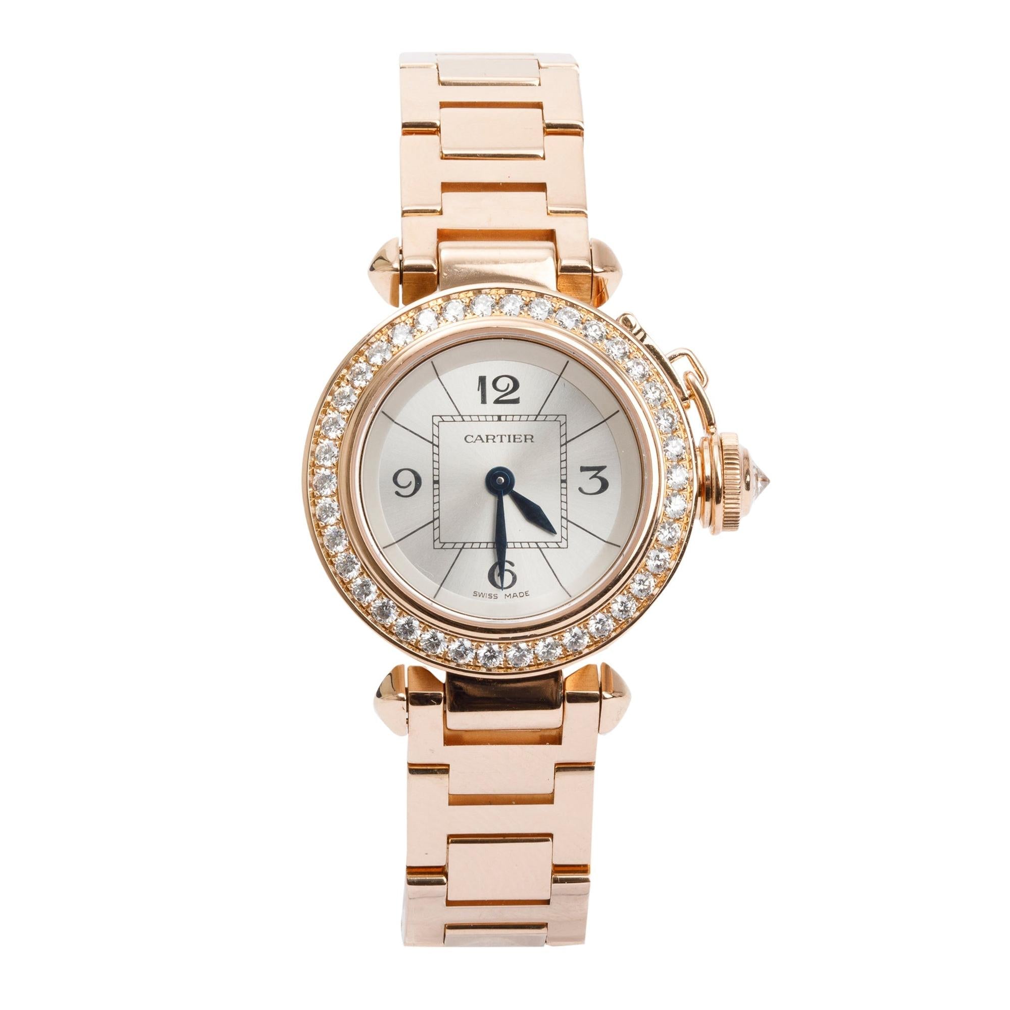 Cartier 18k Rose Gold Diamond Mini Miss Pasha 27 MM Watch