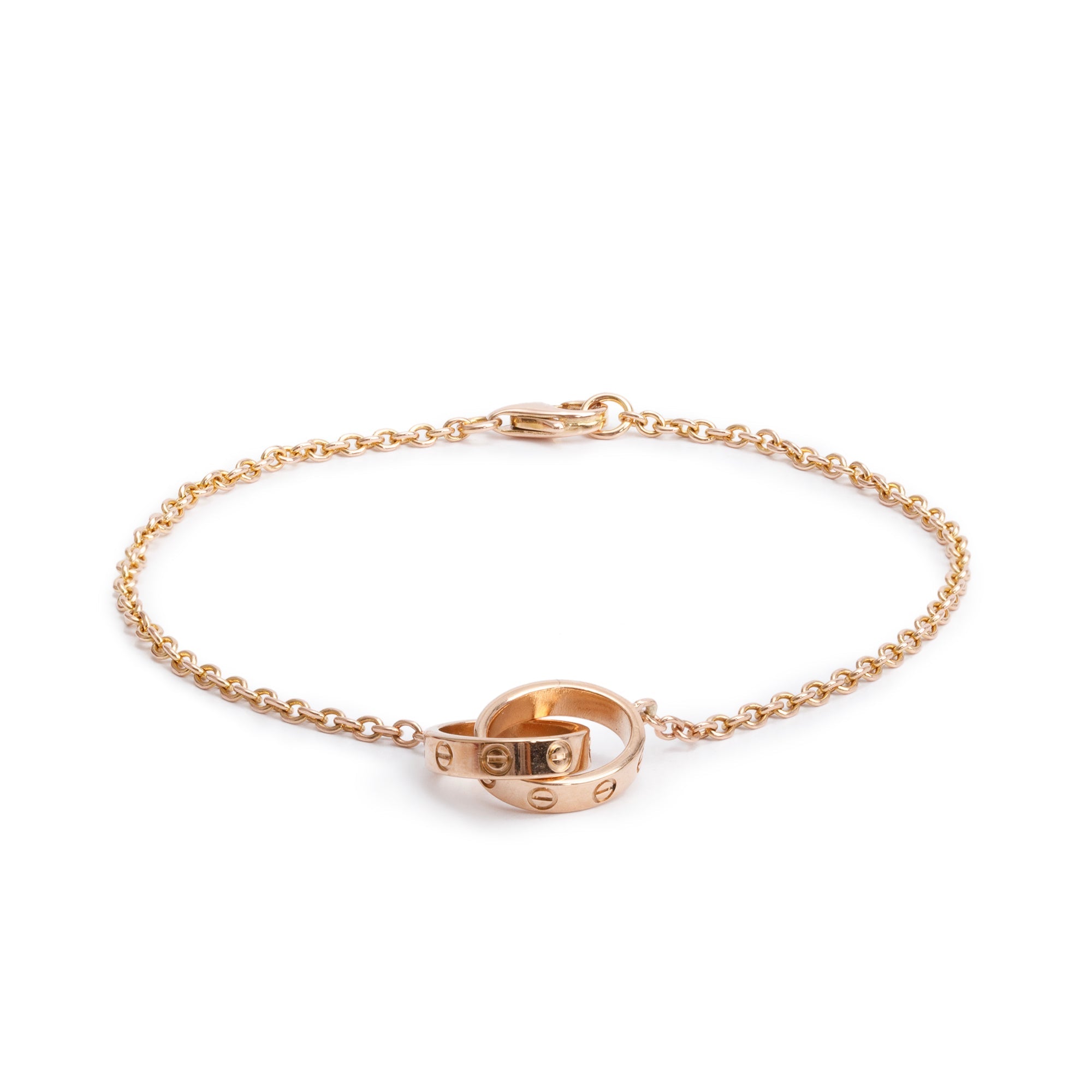 Cartier 18k Rose Gold Interlocking Love Bracelet w/ Box & Certificate