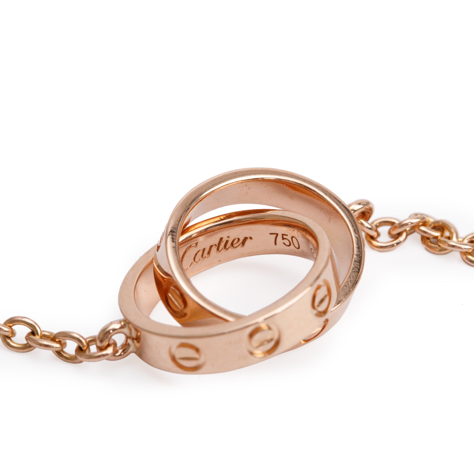 Cartier 18k Rose Gold Interlocking Love Bracelet w/ Box & Certificate