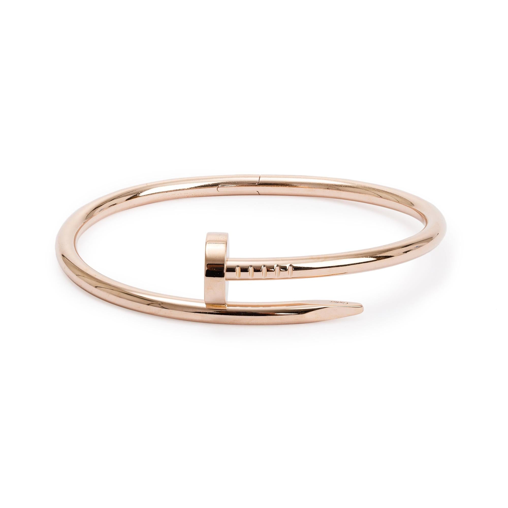 Cartier 18k Rose Gold Juste Un Clou Bracelet, Size 16