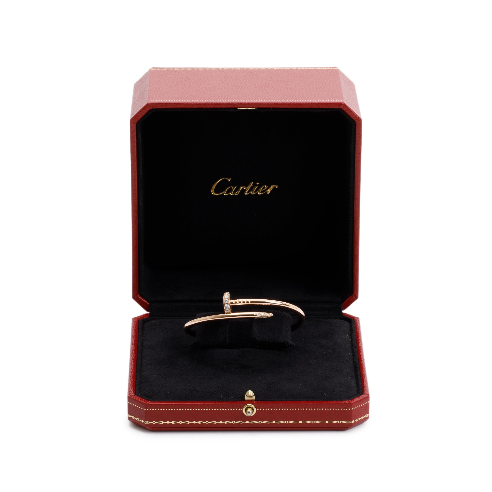 Cartier 18k Rose Gold Juste Un Clou Diamond Bracelet, Size 16 w/ Box